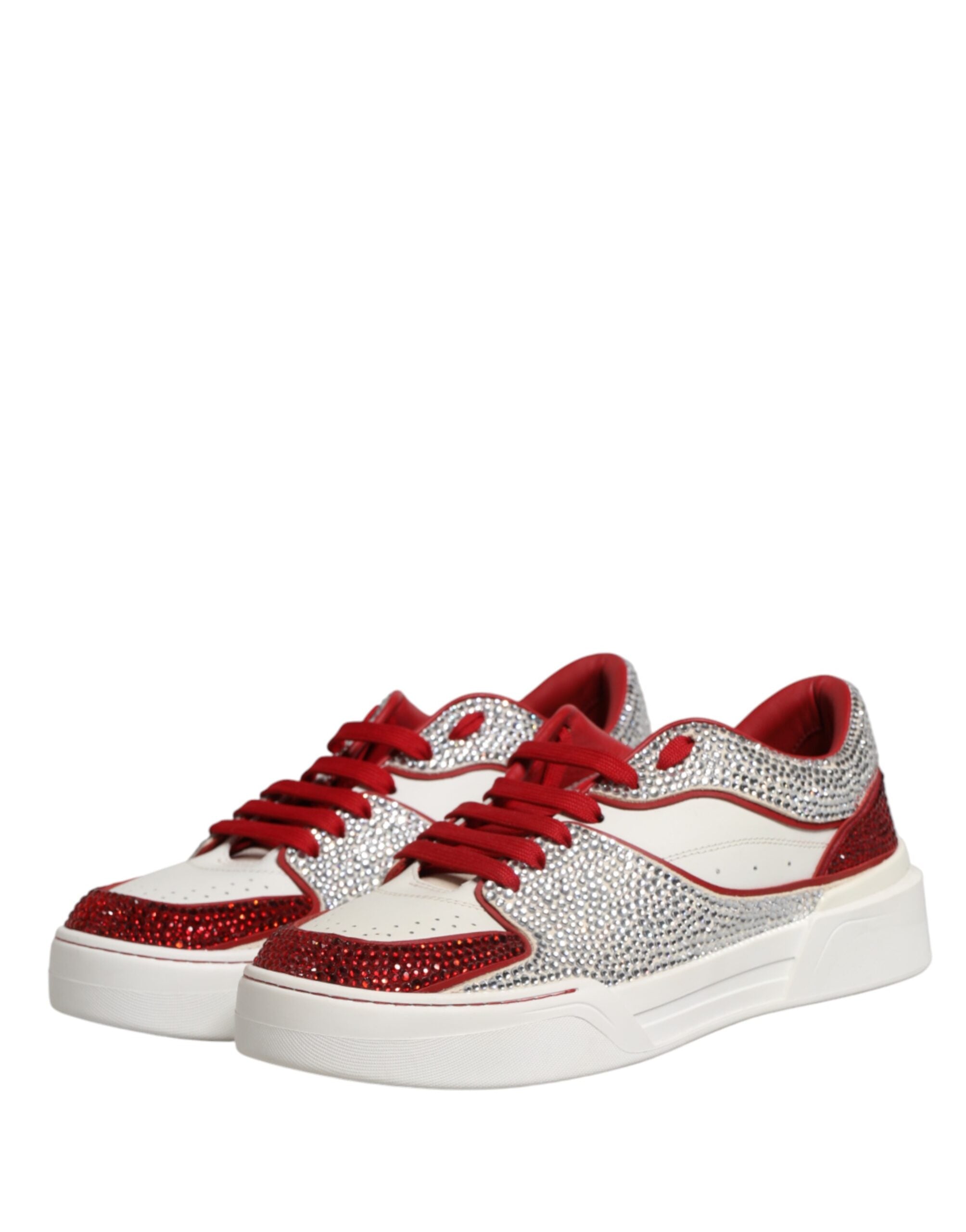White Red Rhinestone Embellished Men Sneakers Shoes