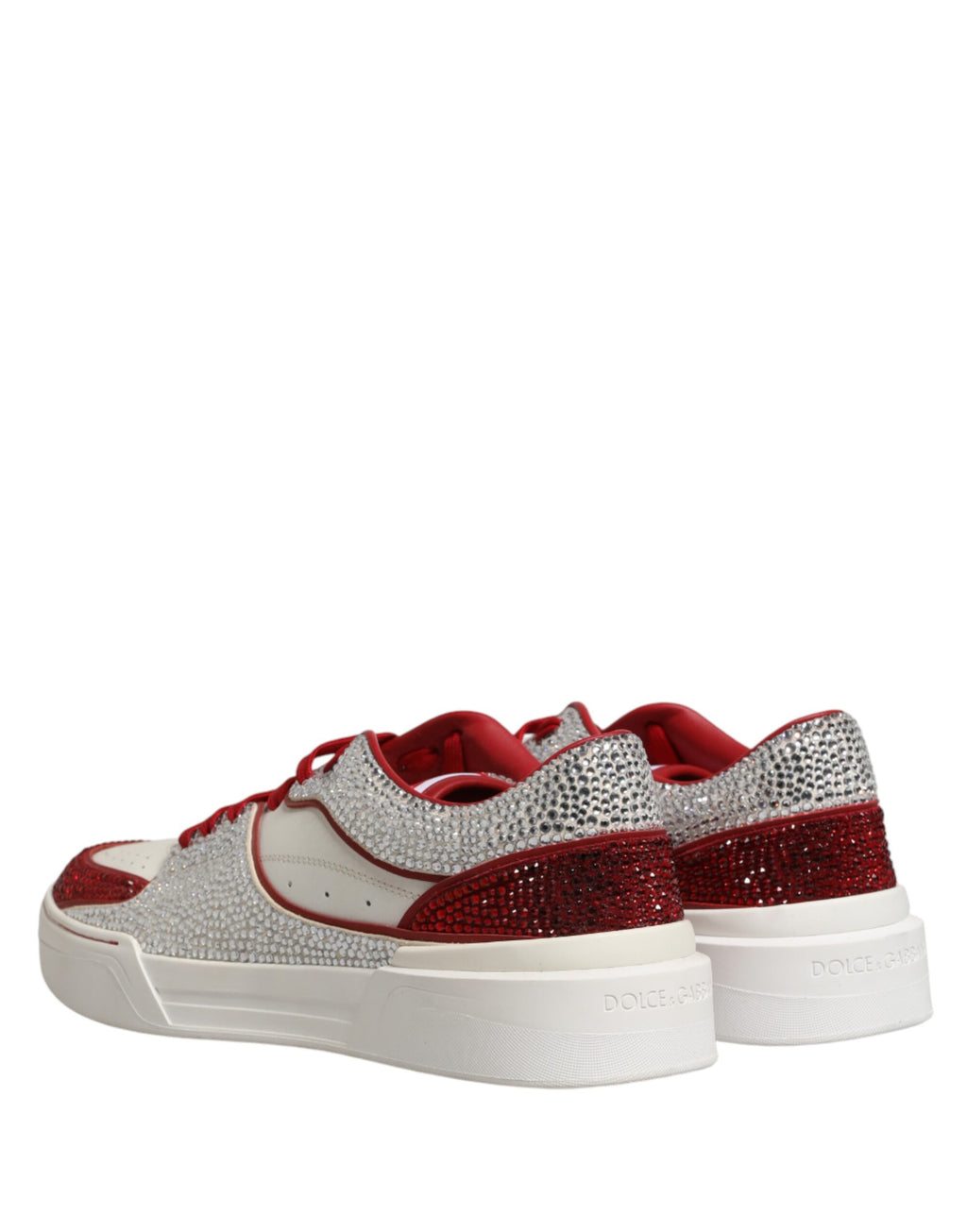 White Red Rhinestone Embellished Men Sneakers Shoes