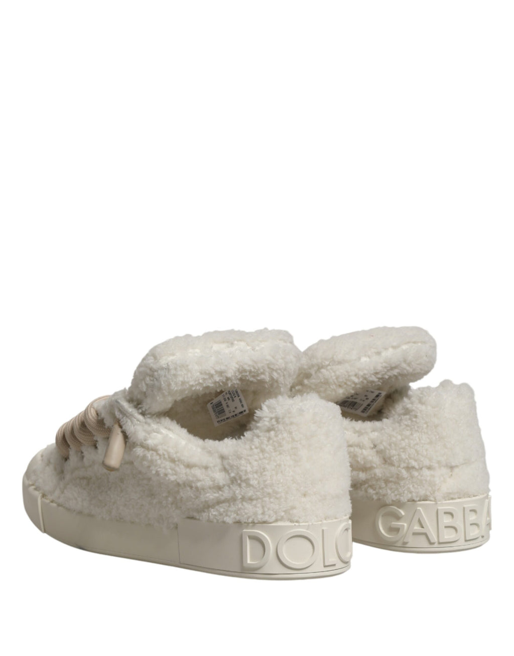 Dolce & Gabbana – IN THE FAME Selection | White Faux Shearling Low-Top Sneakers