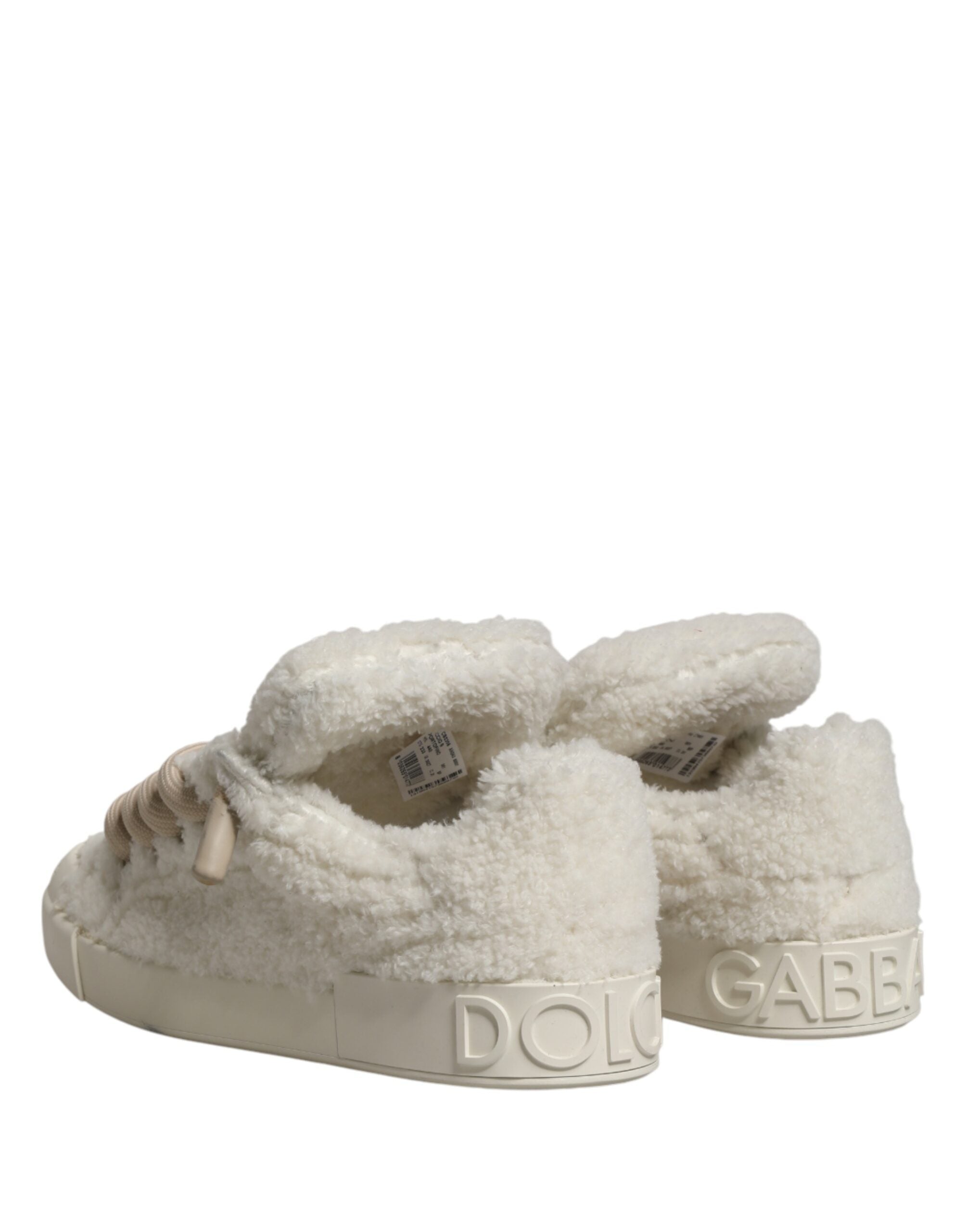Dolce & Gabbana – IN THE FAME Selection | White Faux Shearling Low-Top Sneakers