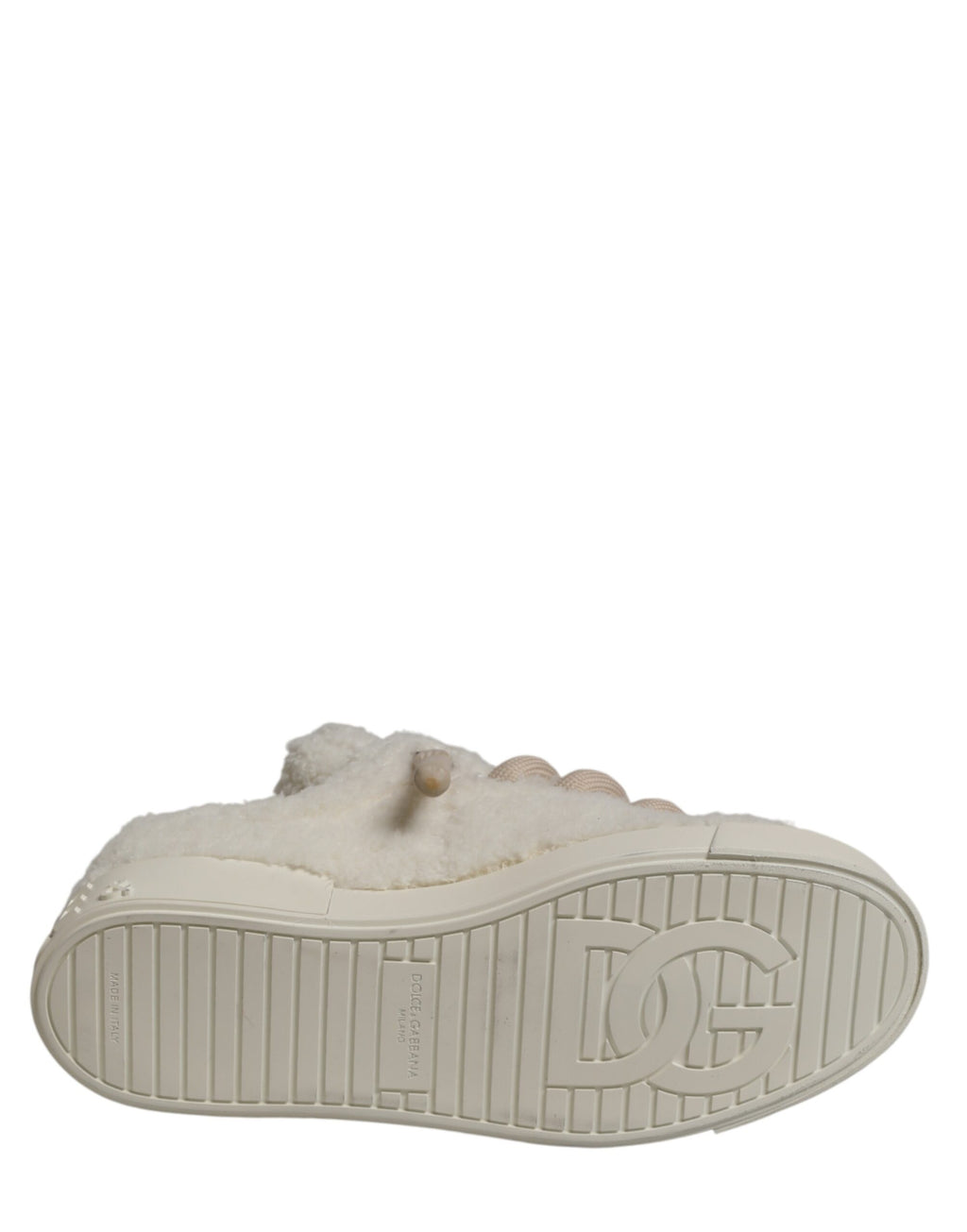 Dolce & Gabbana – IN THE FAME Selection | White Faux Shearling Low-Top Sneakers