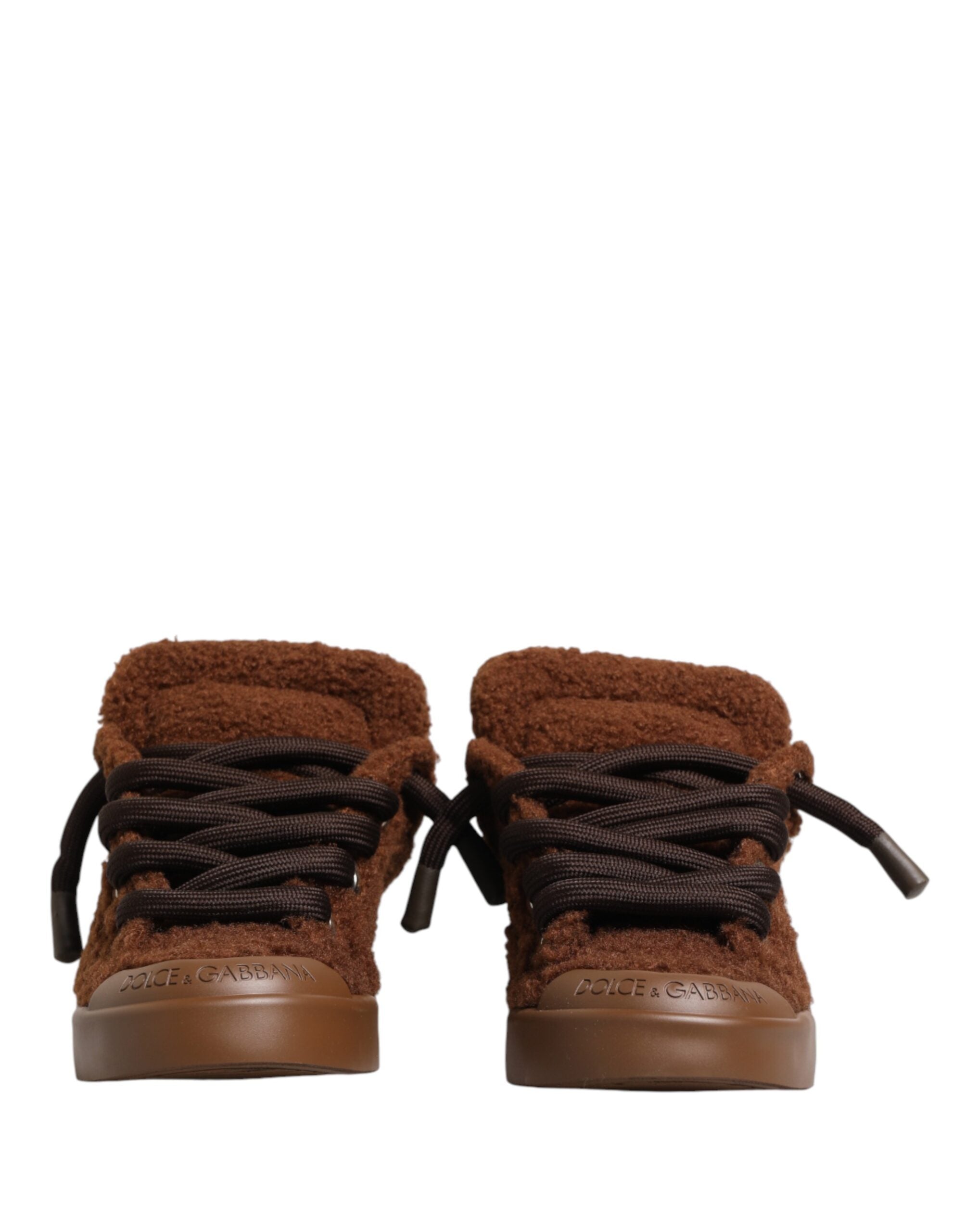 Dolce & Gabbana – IN THE FAME Selection | Brown Faux Shearling Low-Top Sneakers