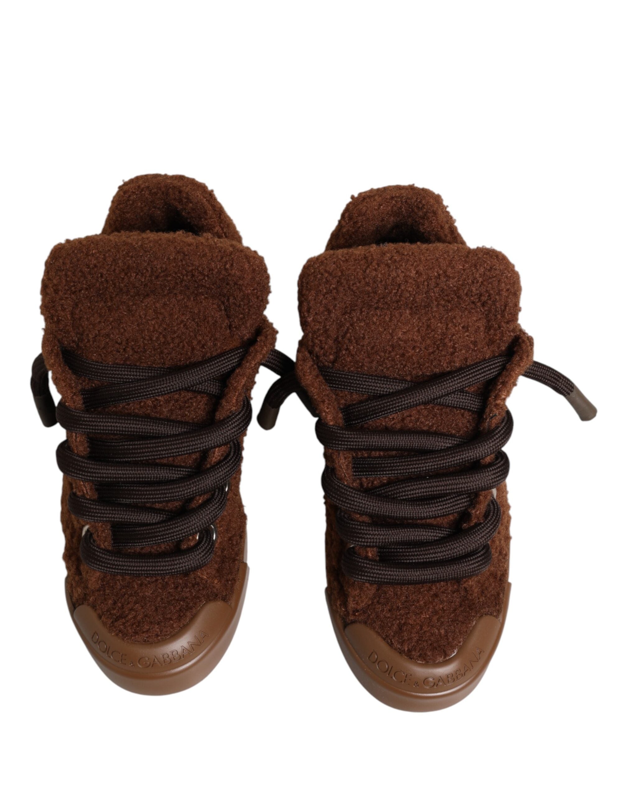 Dolce & Gabbana – IN THE FAME Selection | Brown Faux Shearling Low-Top Sneakers