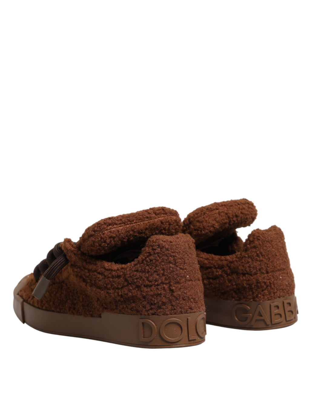 Dolce & Gabbana – IN THE FAME Selection | Brown Faux Shearling Low-Top Sneakers