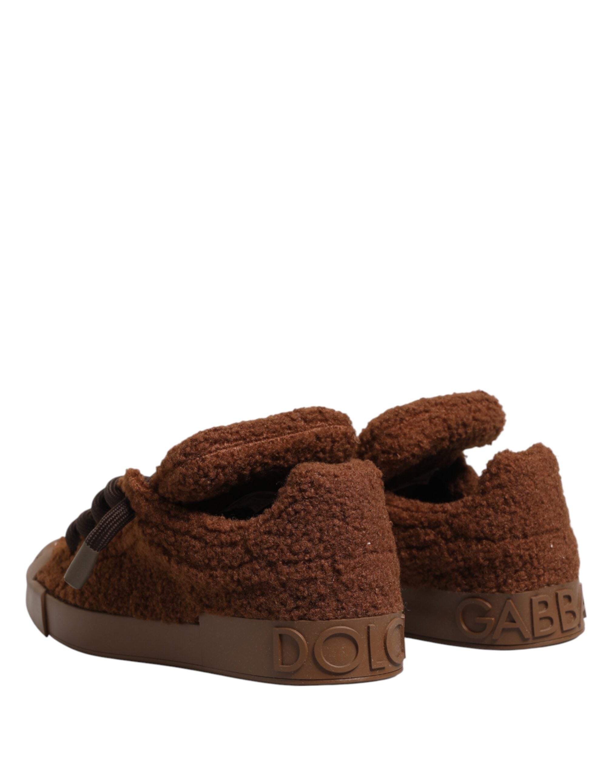 Dolce & Gabbana – IN THE FAME Selection | Brown Faux Shearling Low-Top Sneakers
