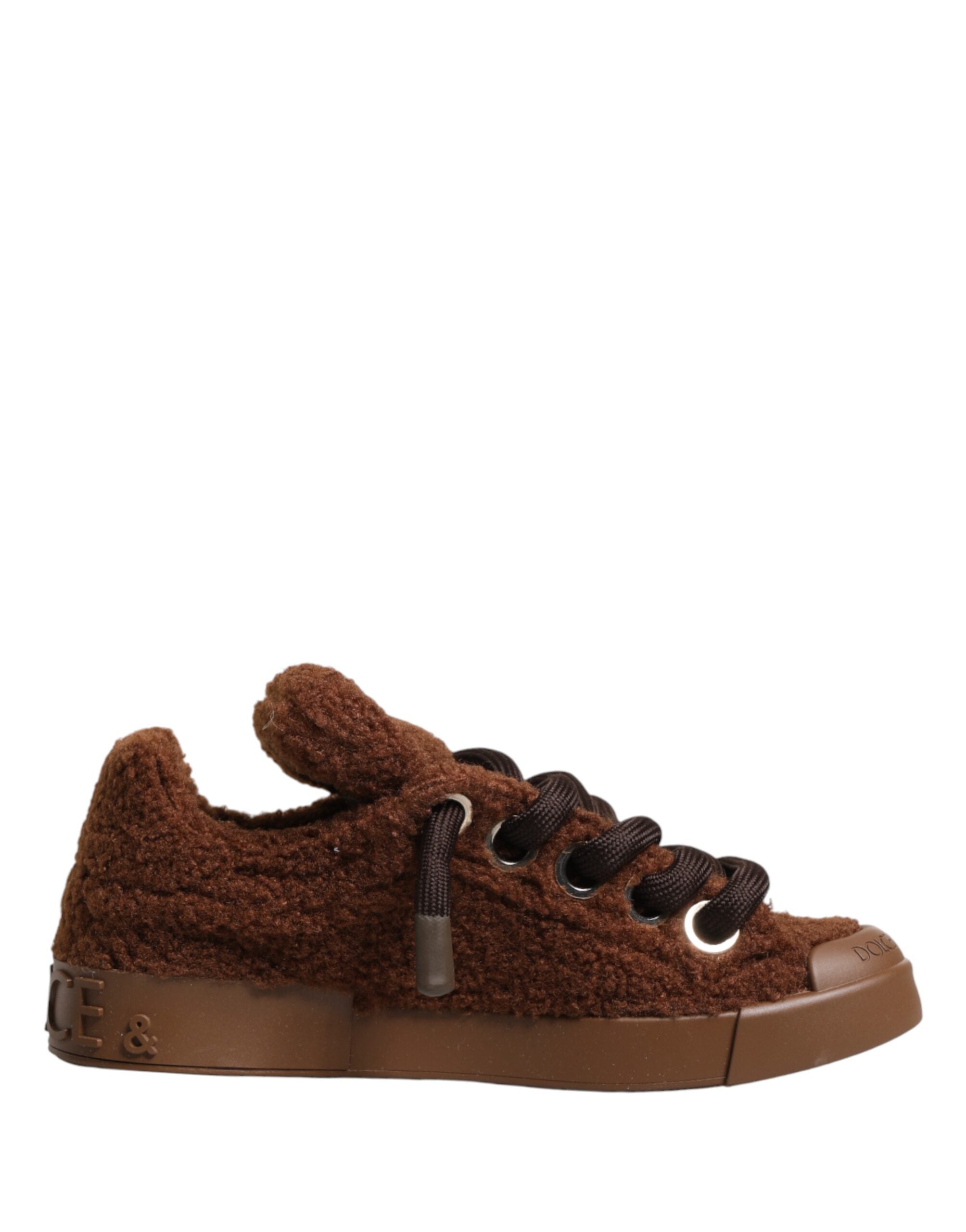 Dolce & Gabbana – IN THE FAME Selection | Brown Faux Shearling Low-Top Sneakers