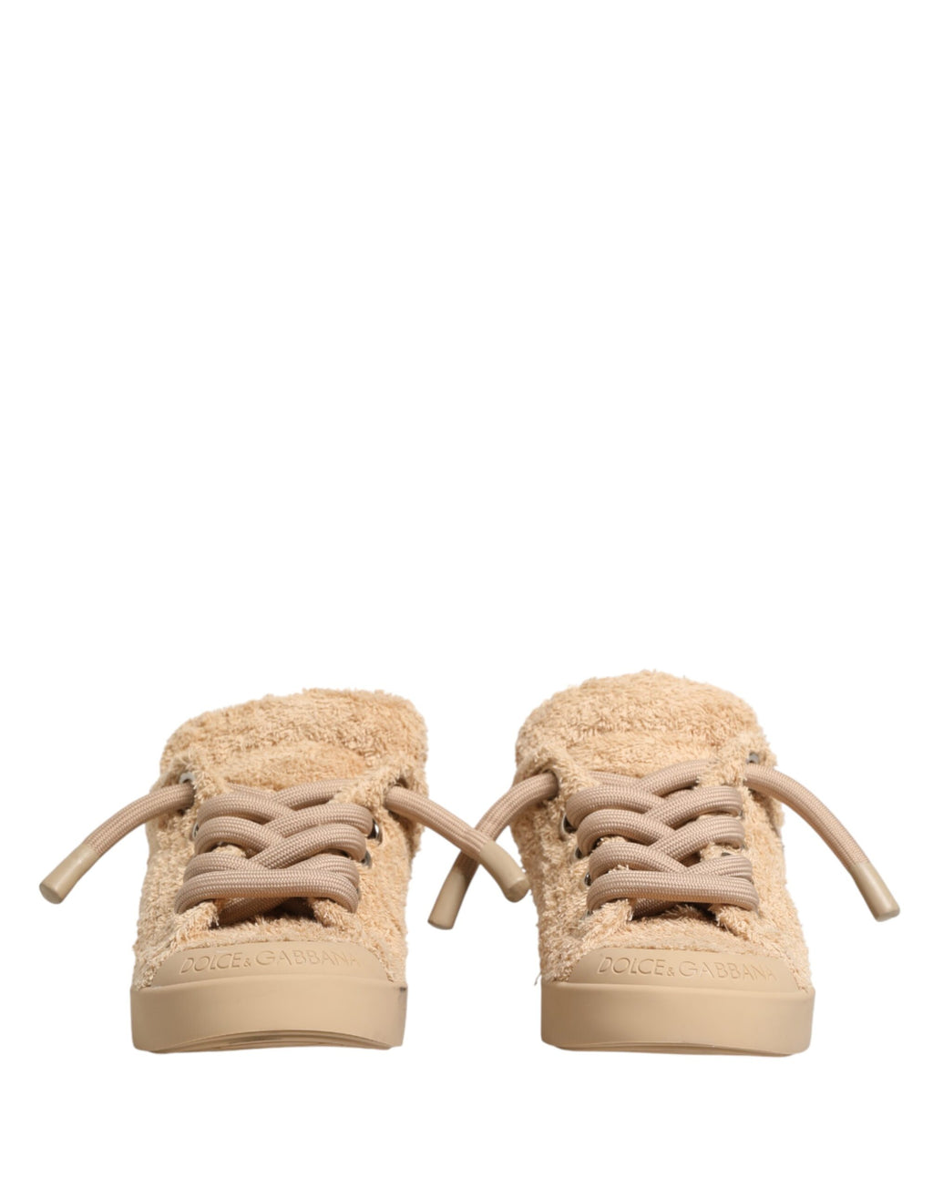 Dolce & Gabbana – IN THE FAME Selection | Beige Faux Shearling Low-Top Sneakers