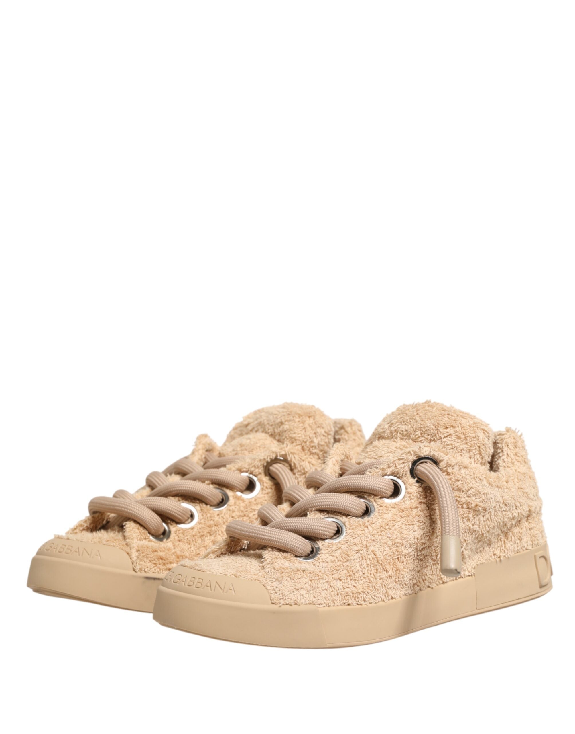 Dolce & Gabbana – IN THE FAME Selection | Beige Faux Shearling Low-Top Sneakers