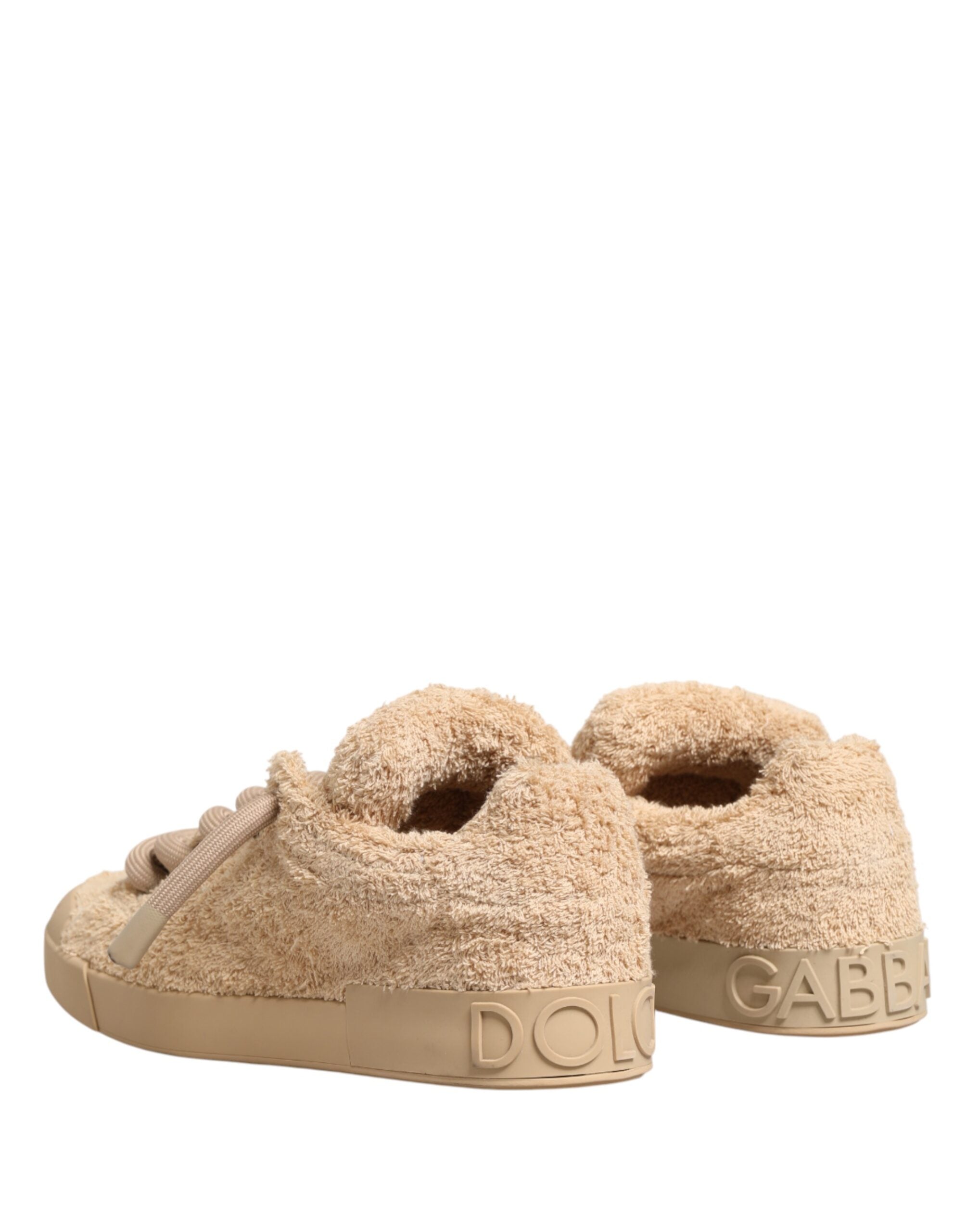 Dolce & Gabbana – IN THE FAME Selection | Beige Faux Shearling Low-Top Sneakers