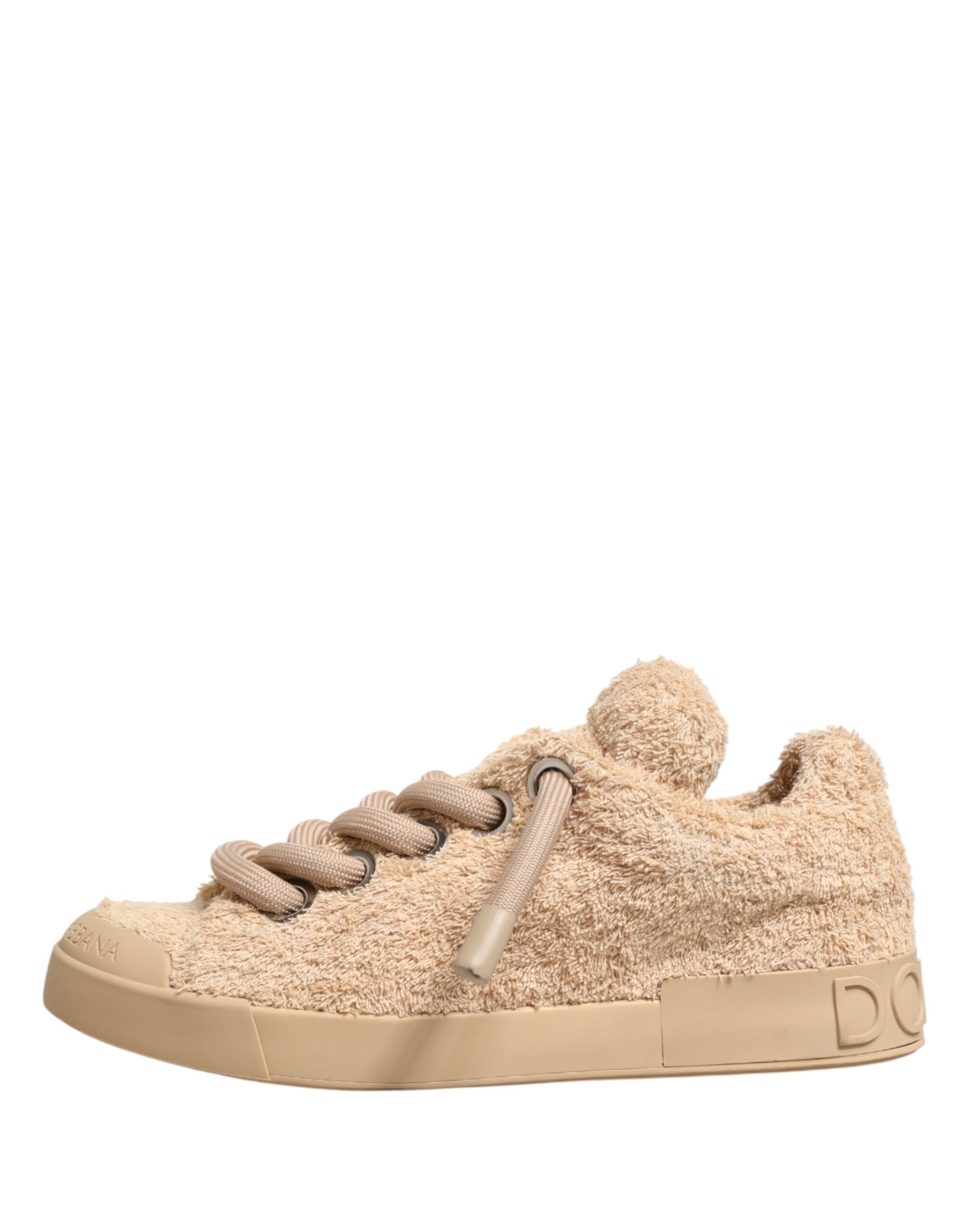 Dolce & Gabbana – IN THE FAME Selection | Beige Faux Shearling Low-Top Sneakers