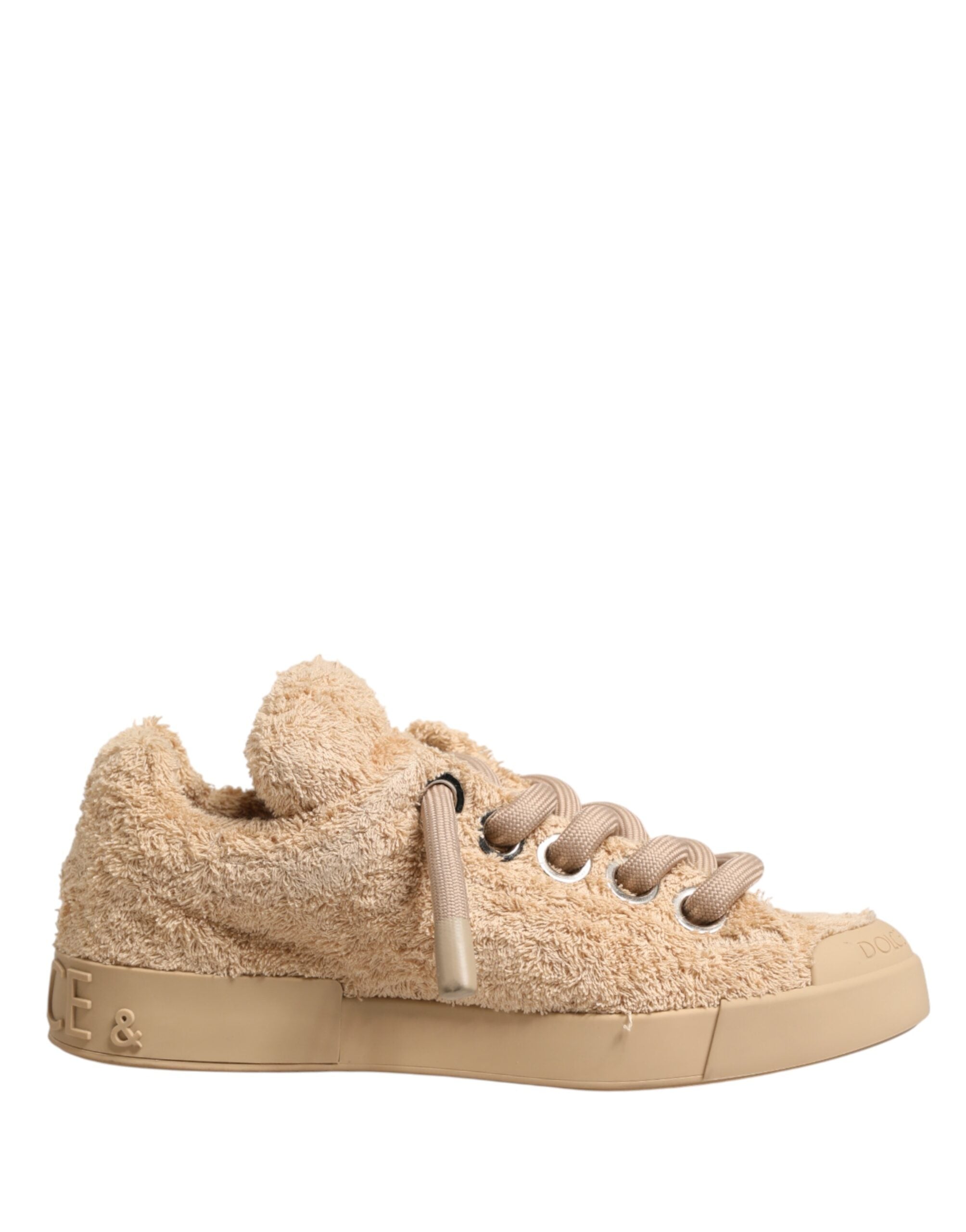 Dolce & Gabbana – IN THE FAME Selection | Beige Faux Shearling Low-Top Sneakers