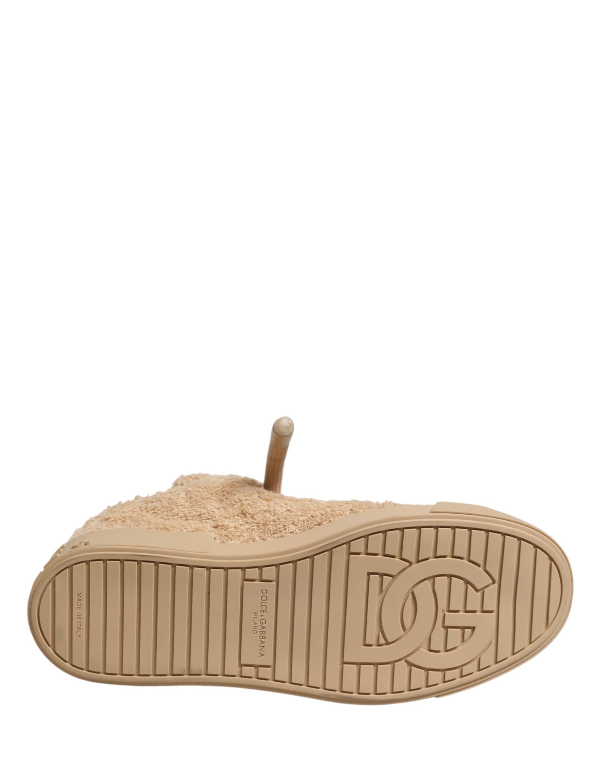 Dolce & Gabbana – IN THE FAME Selection | Beige Faux Shearling Low-Top Sneakers