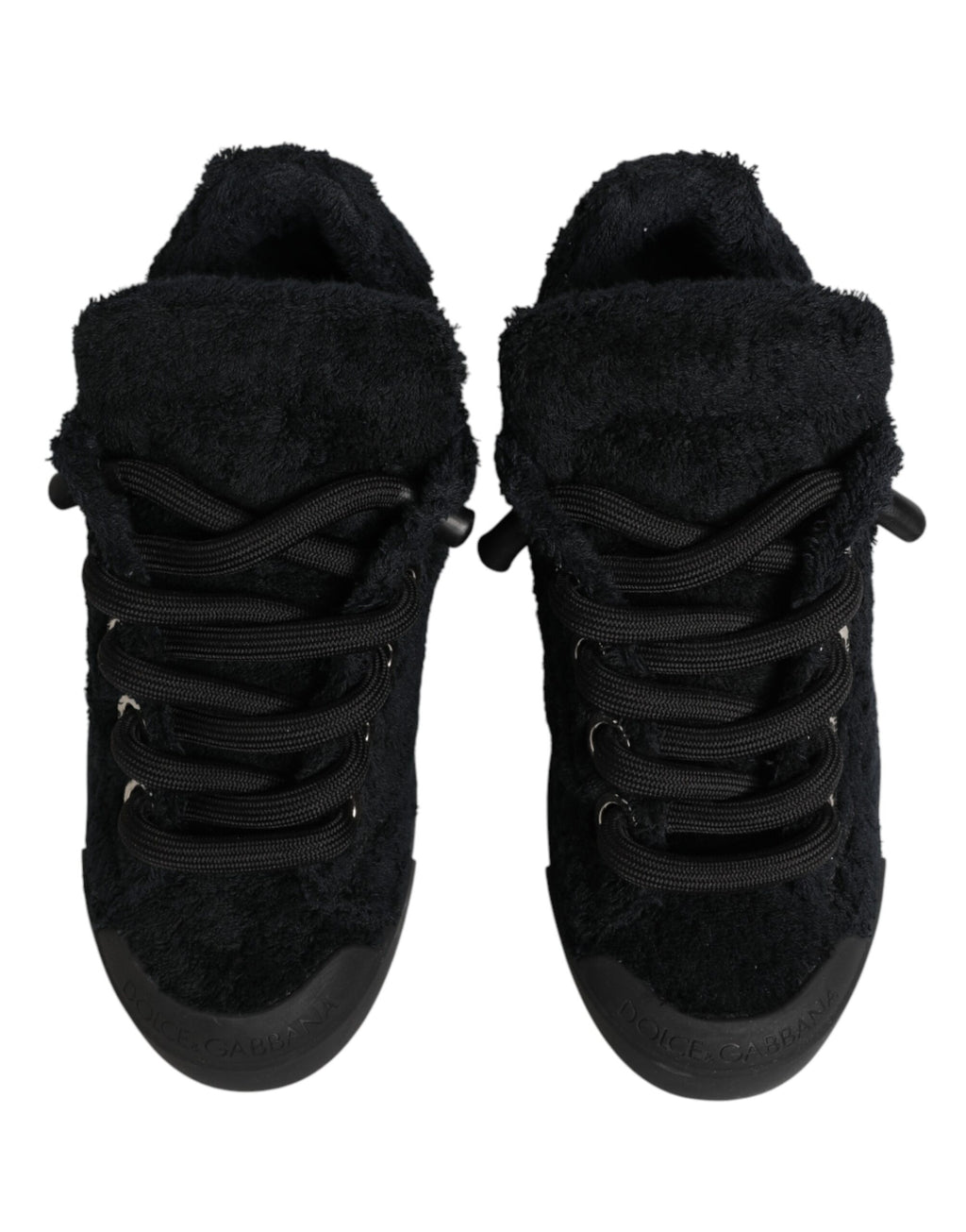 Dolce & Gabbana – IN THE FAME Selection | Black Faux Shearling Low-Top Sneakers