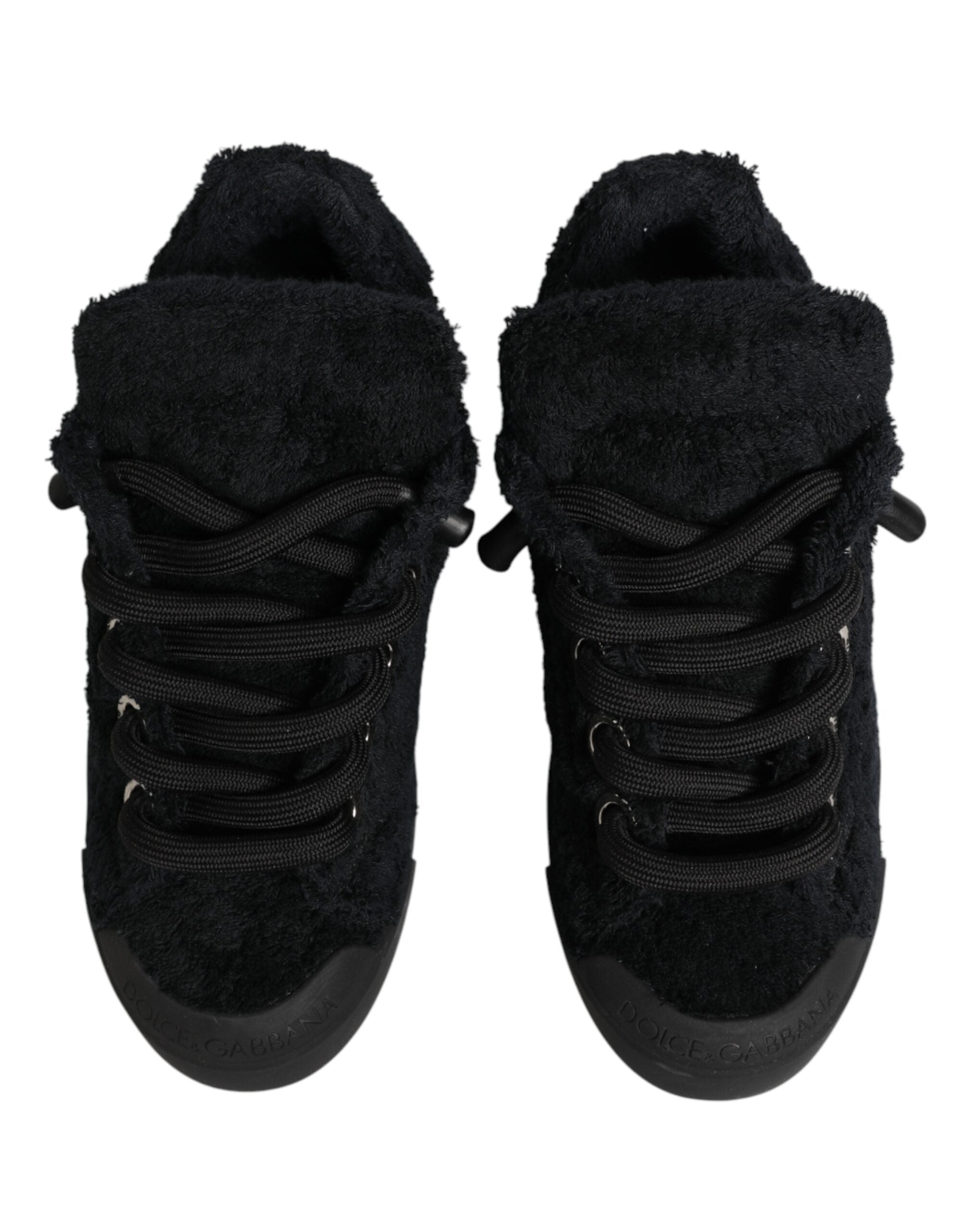 Dolce & Gabbana – IN THE FAME Selection | Black Faux Shearling Low-Top Sneakers