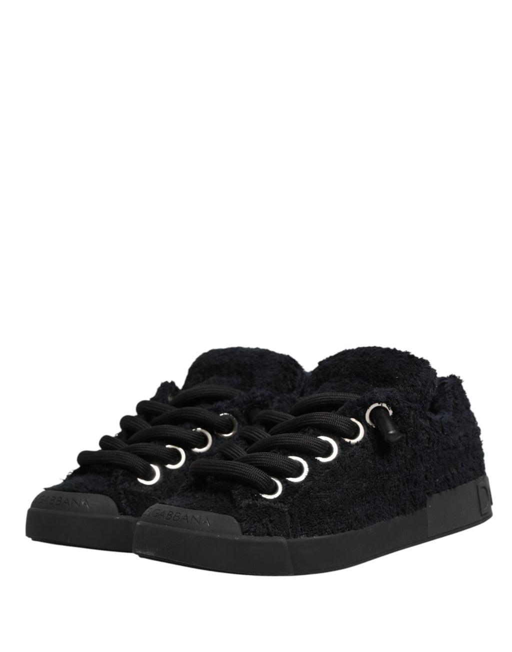Dolce & Gabbana – IN THE FAME Selection | Black Faux Shearling Low-Top Sneakers