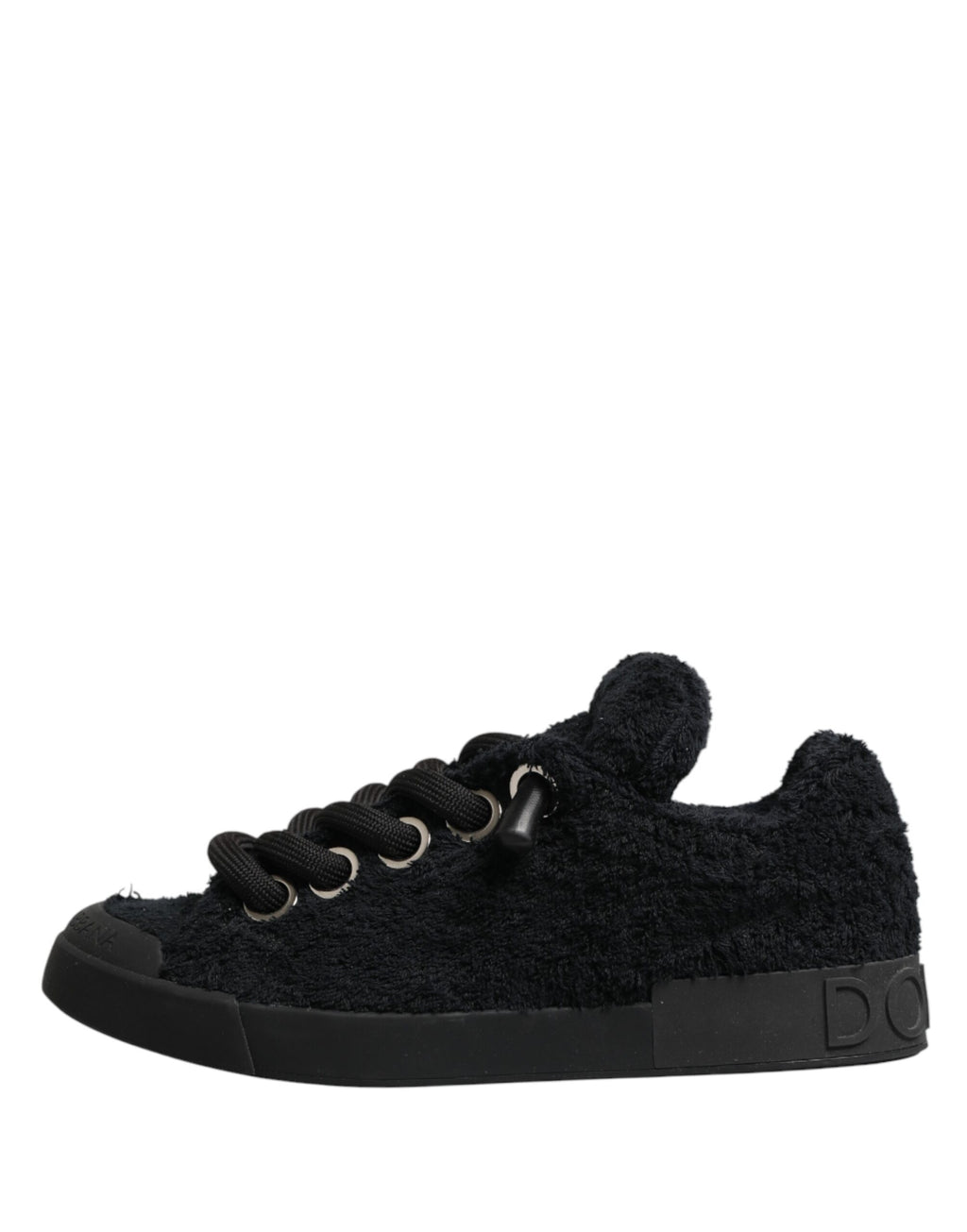 Dolce & Gabbana – IN THE FAME Selection | Black Faux Shearling Low-Top Sneakers