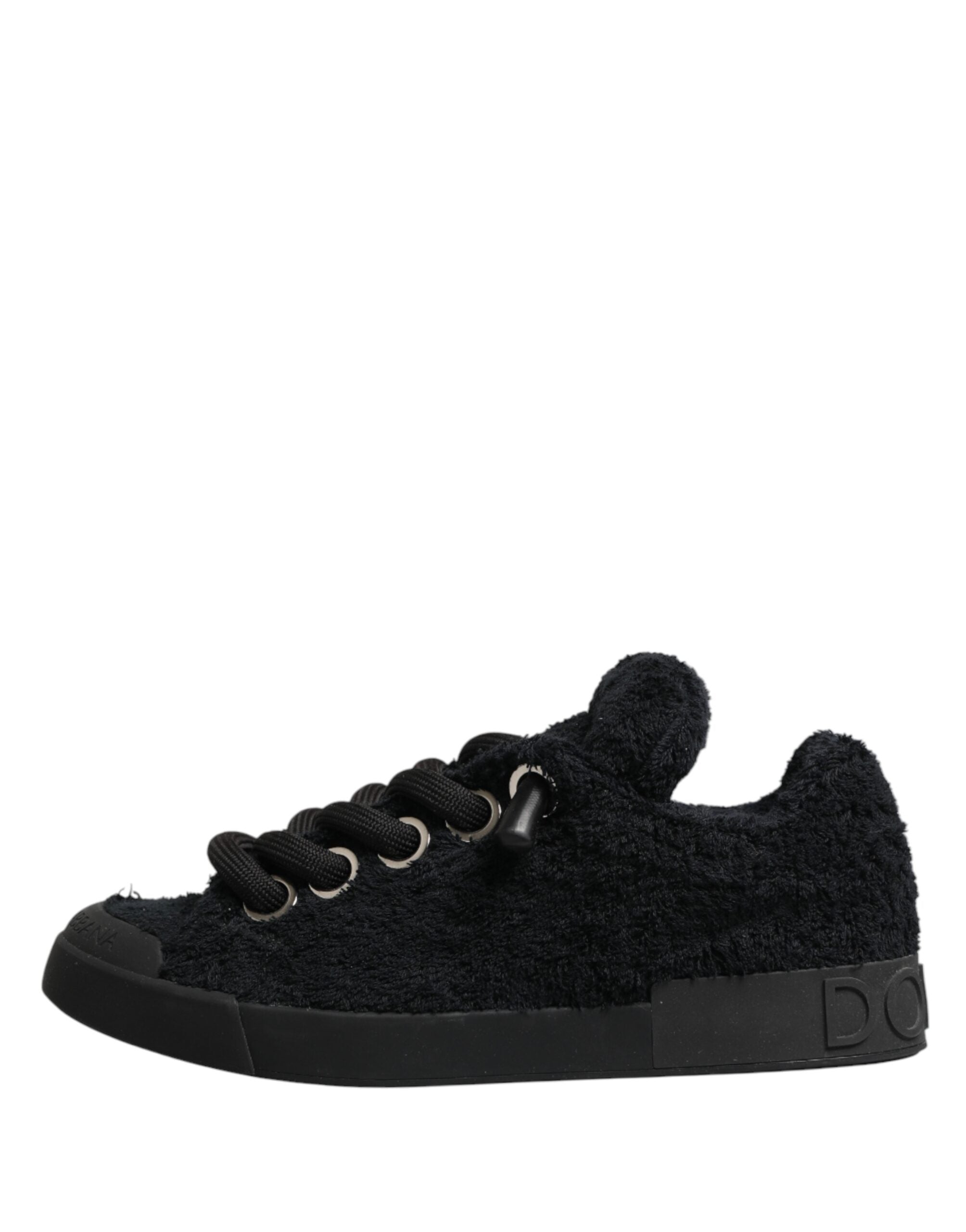 Dolce & Gabbana – IN THE FAME Selection | Black Faux Shearling Low-Top Sneakers