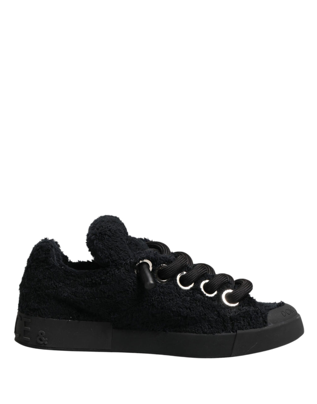 Dolce & Gabbana – IN THE FAME Selection | Black Faux Shearling Low-Top Sneakers