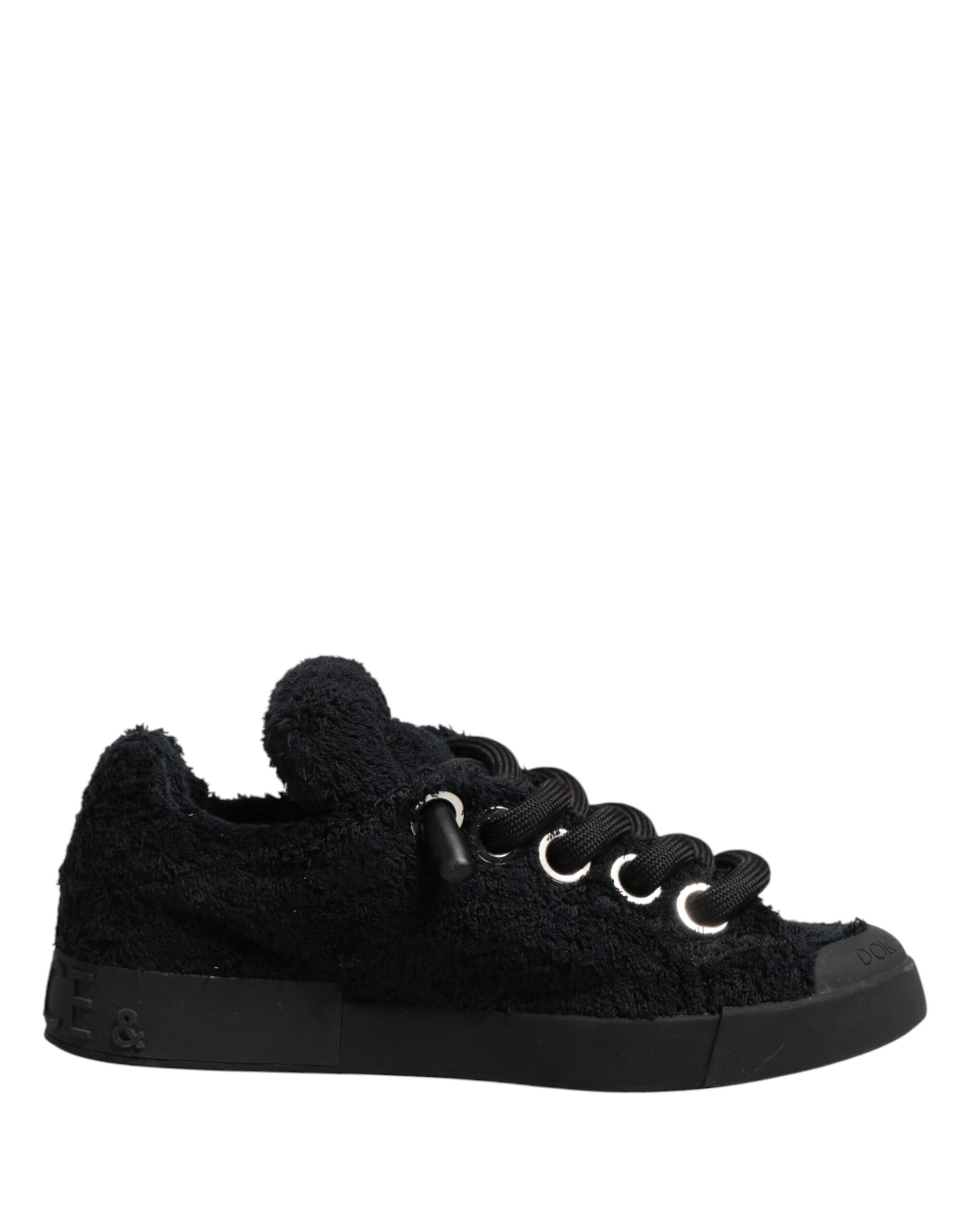 Dolce & Gabbana – IN THE FAME Selection | Black Faux Shearling Low-Top Sneakers