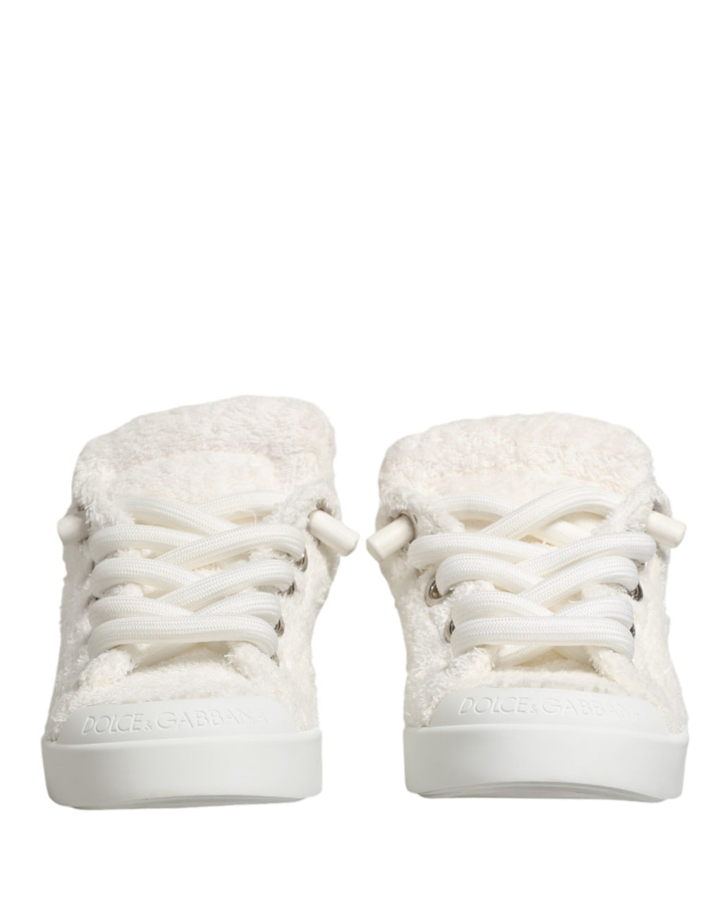Dolce & Gabbana – IN THE FAME Selection | White Faux Shearling Low-Top Sneakers