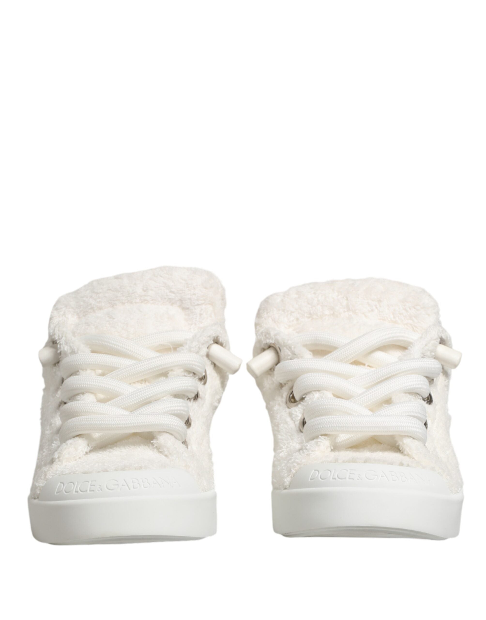 Dolce & Gabbana – IN THE FAME Selection | White Faux Shearling Low-Top Sneakers
