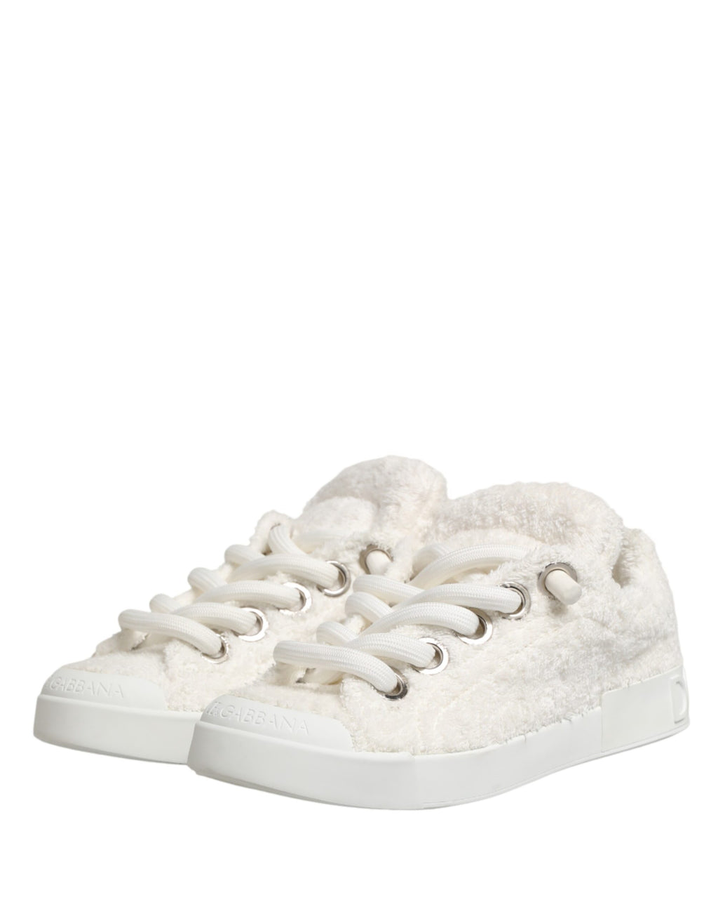 Dolce & Gabbana – IN THE FAME Selection | White Faux Shearling Low-Top Sneakers