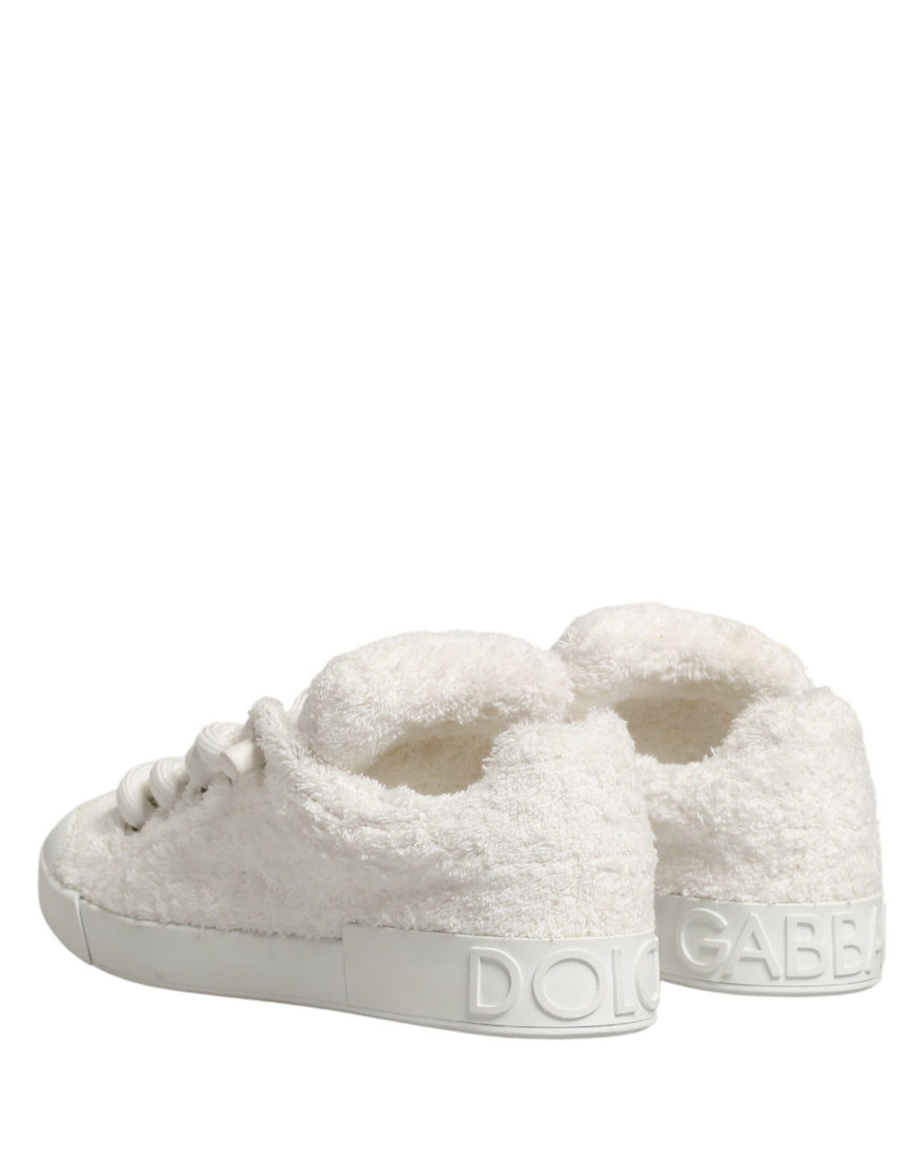 Dolce & Gabbana – IN THE FAME Selection | White Faux Shearling Low-Top Sneakers
