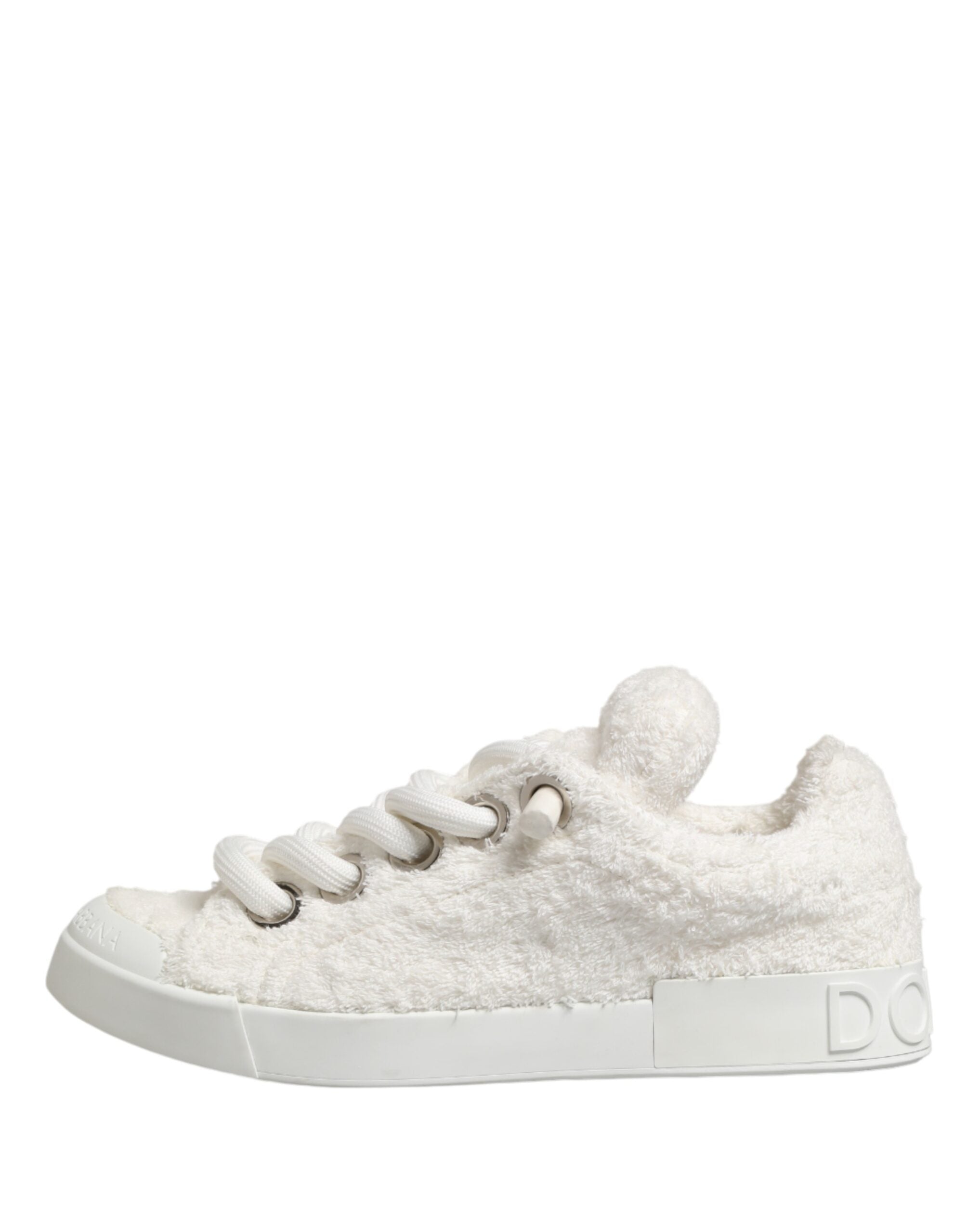 Dolce & Gabbana – IN THE FAME Selection | White Faux Shearling Low-Top Sneakers