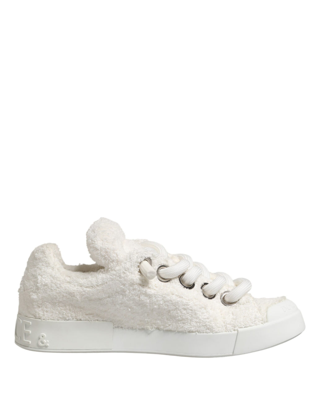 Dolce & Gabbana – IN THE FAME Selection | White Faux Shearling Low-Top Sneakers