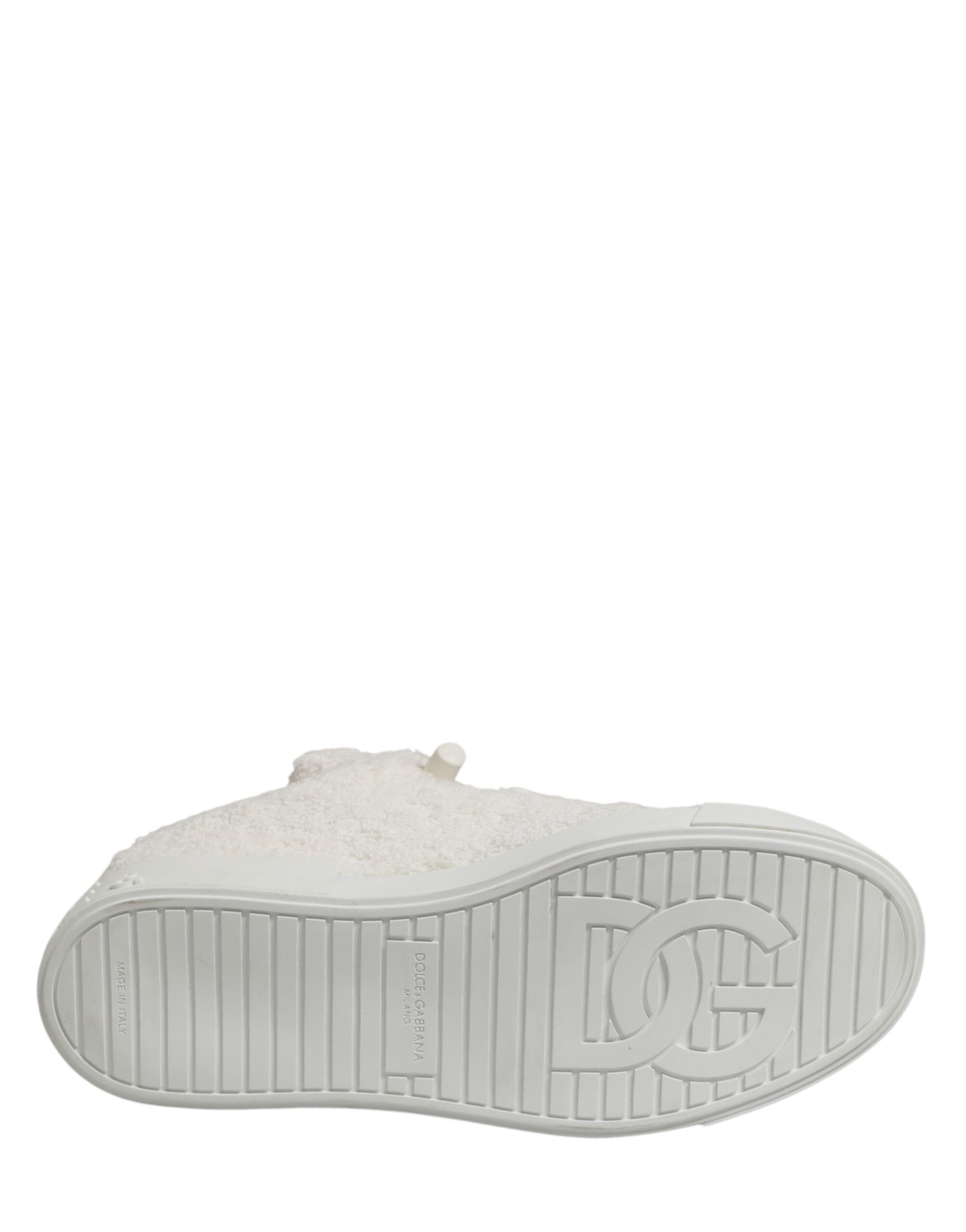 Dolce & Gabbana – IN THE FAME Selection | White Faux Shearling Low-Top Sneakers