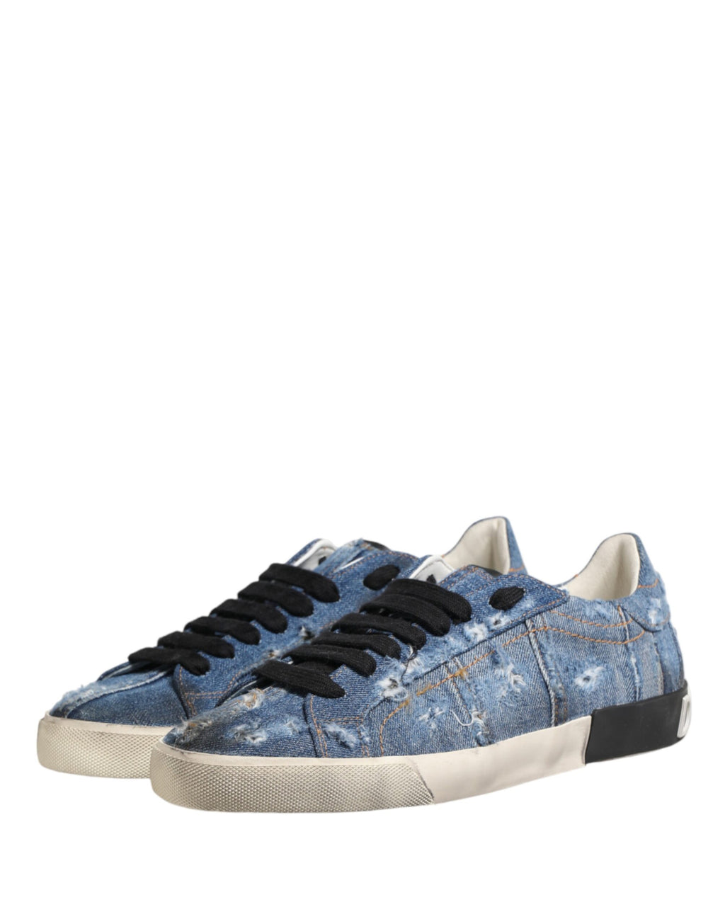 Dolce & Gabbana – IN THE FAME Selection | Blue Distressed Denim Low-Top Sneakers