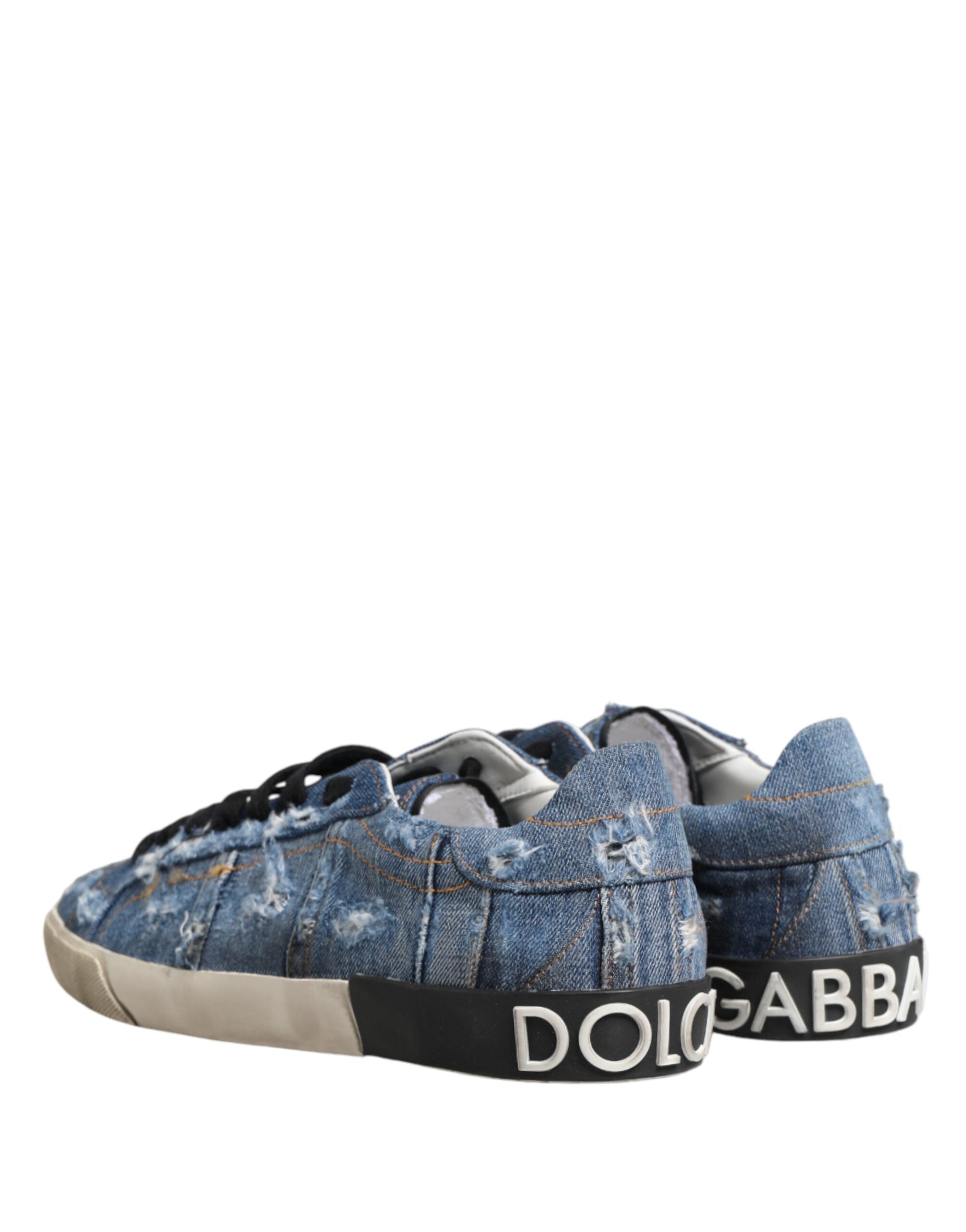 Dolce & Gabbana – IN THE FAME Selection | Blue Distressed Denim Low-Top Sneakers