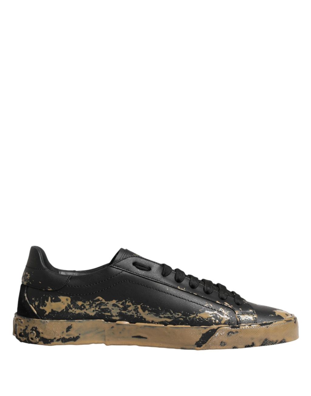 Dolce & Gabbana – IN THE FAME Selection | Black Portofino Mud Effect Low-Top Sneakers