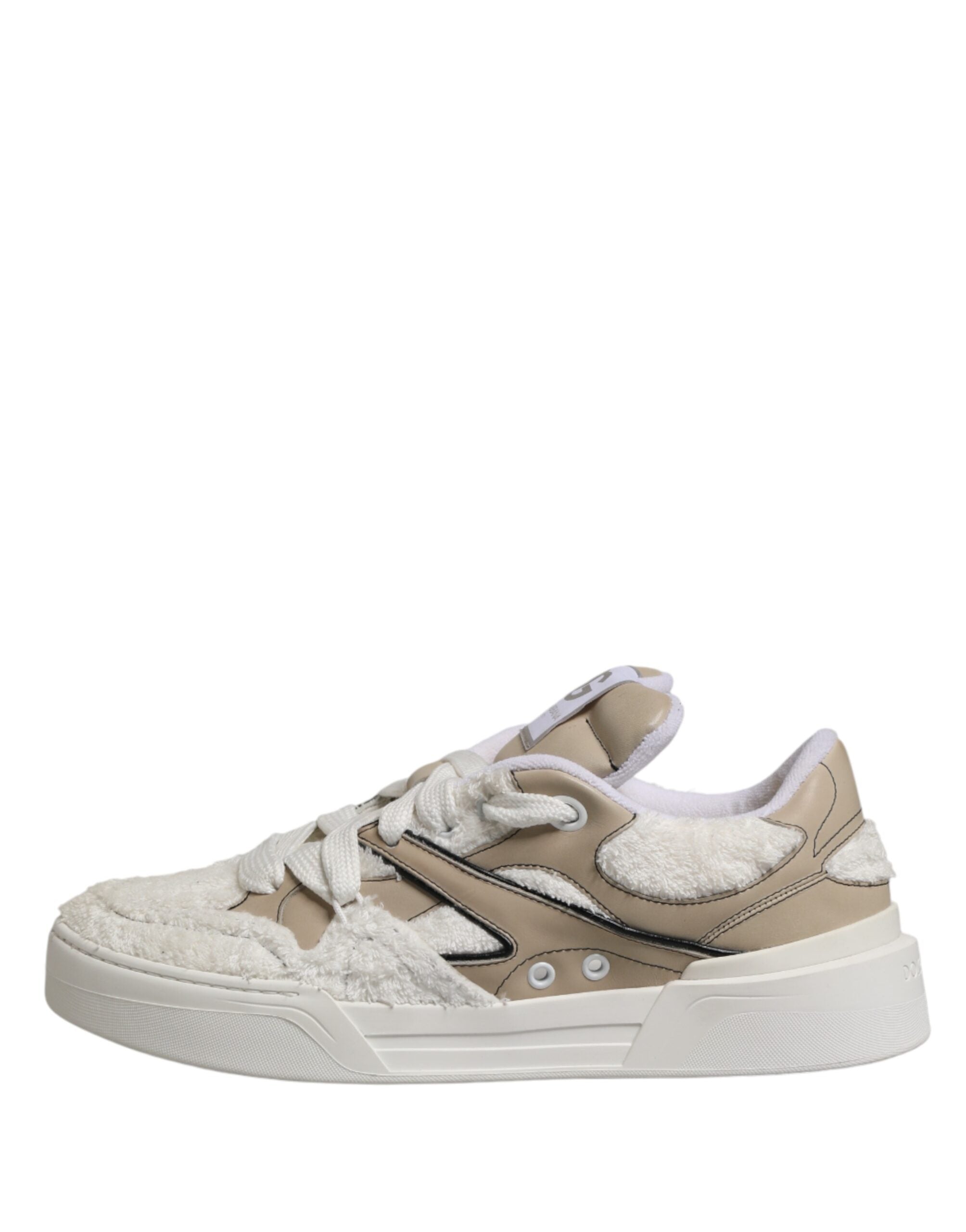 Dolce & Gabbana – IN THE FAME Selection | White Beige Faux Shearling Low-Top Sneakers