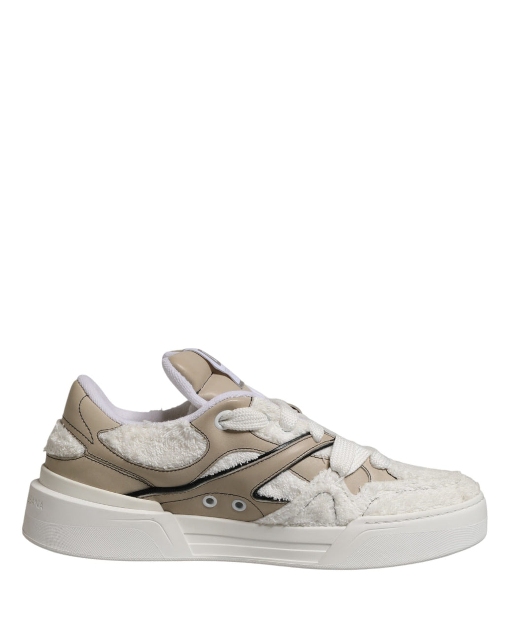 Dolce & Gabbana – IN THE FAME Selection | White Beige Faux Shearling Low-Top Sneakers