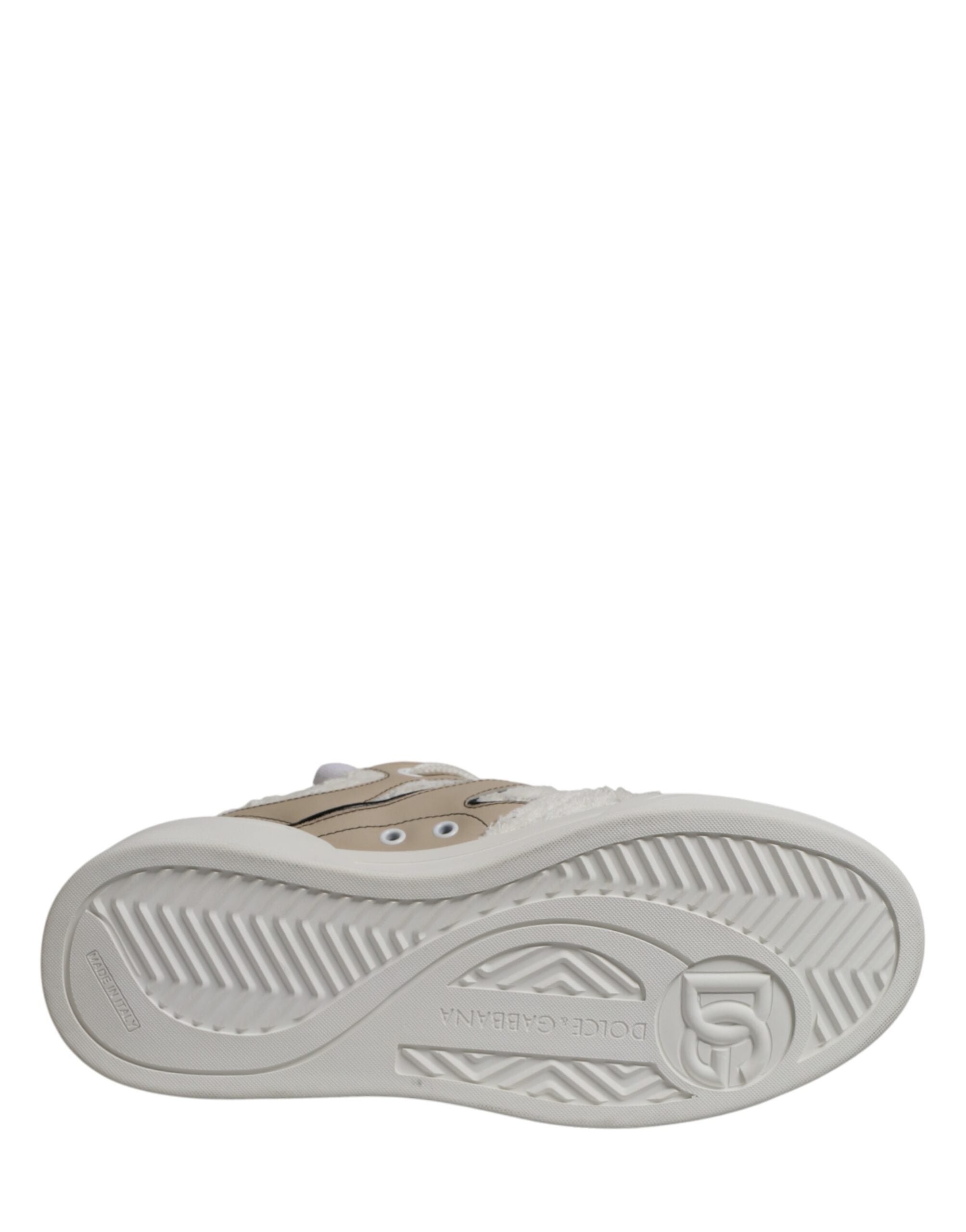 Dolce & Gabbana – IN THE FAME Selection | White Beige Faux Shearling Low-Top Sneakers