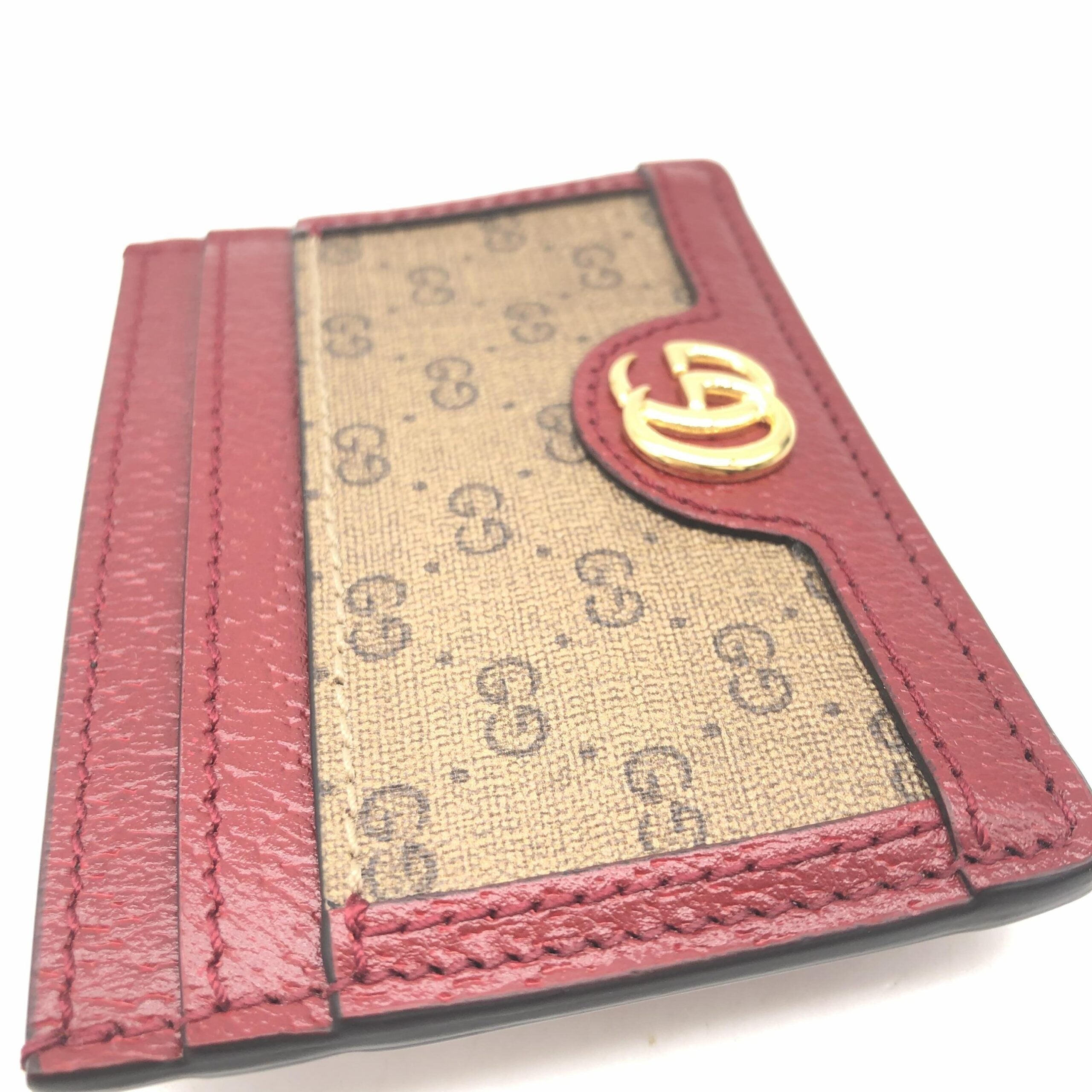 GUCCI -  IN THE FAME® - GG Supreme Card Case In Burgundy