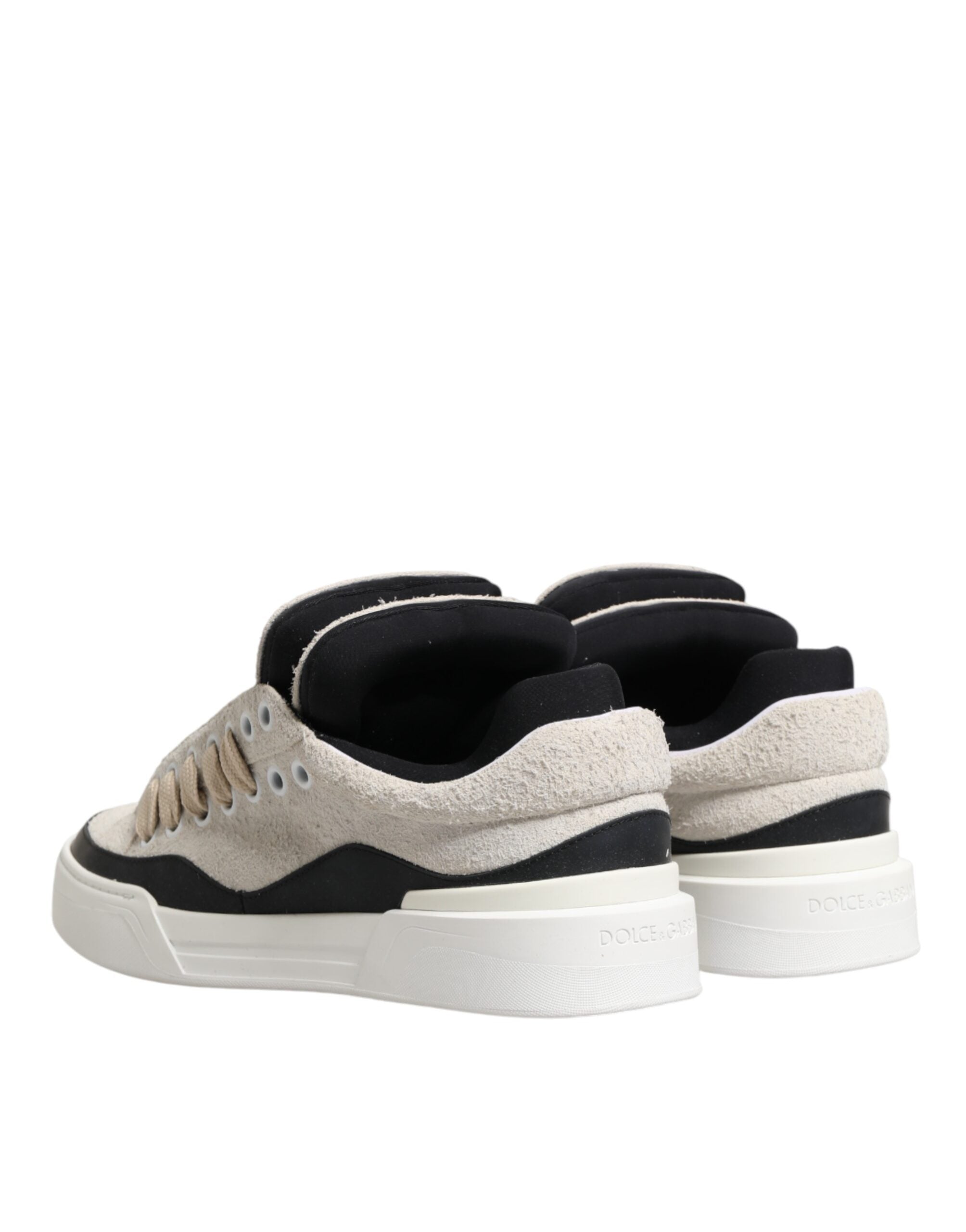 Taupe White Suede Leather Low Top Sneakers Shoes