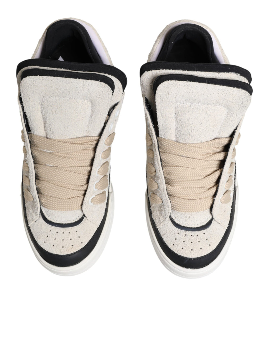 Taupe White Suede Leather Low Top Sneakers Shoes
