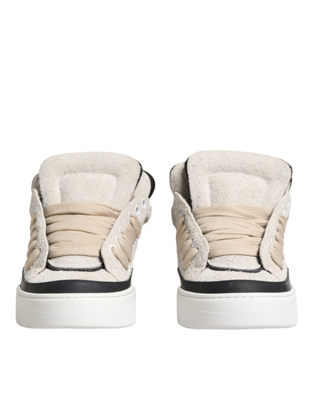 Taupe White Suede Leather Low Top Sneakers Shoes