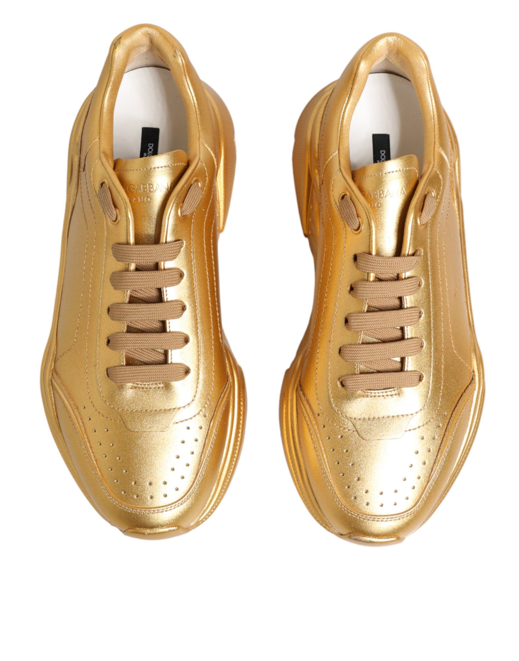 Gold Leather Daymaster Chunky Sneakers Shoes
