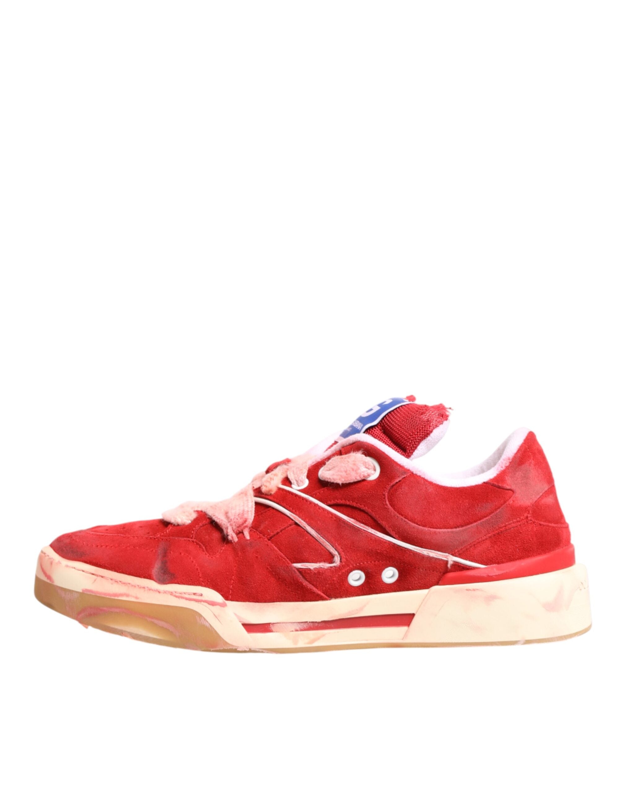 Red White Suede DG Logo Low Top Sneakers Shoes