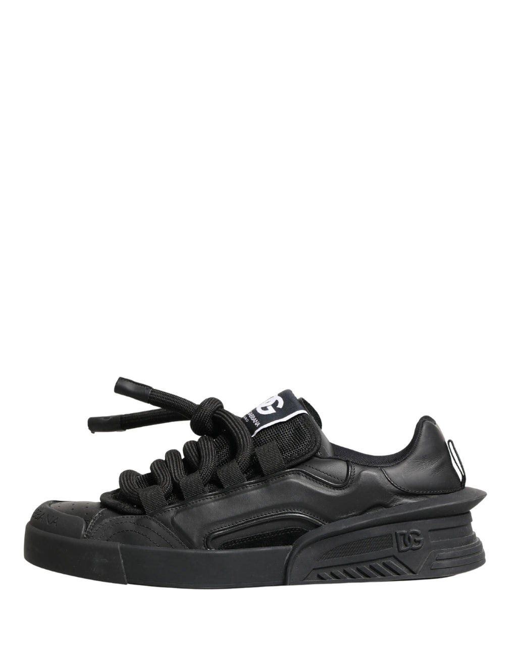 Black Leather Portofino Low Top Sneakers Shoes