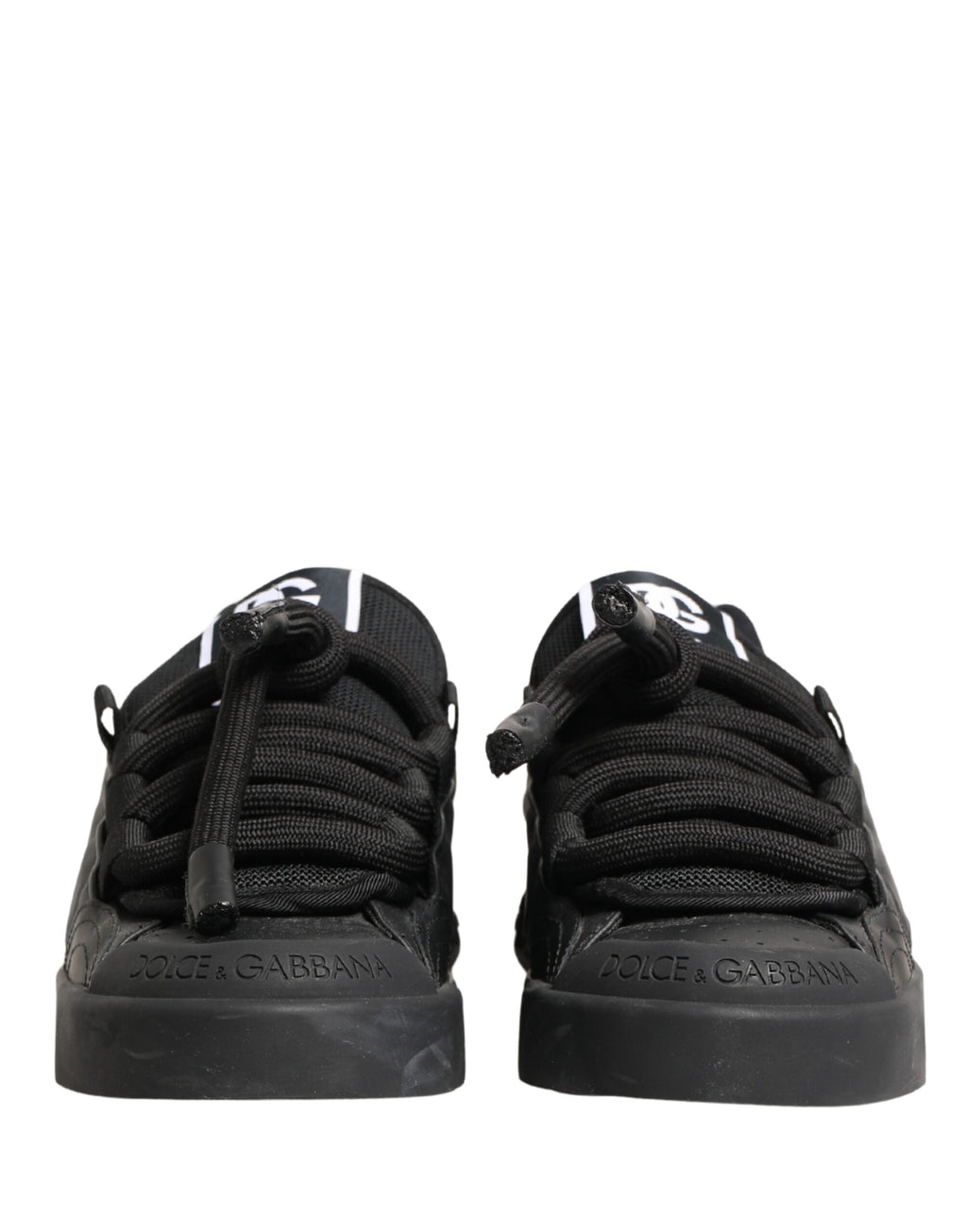 Black Leather Portofino Low Top Sneakers Shoes