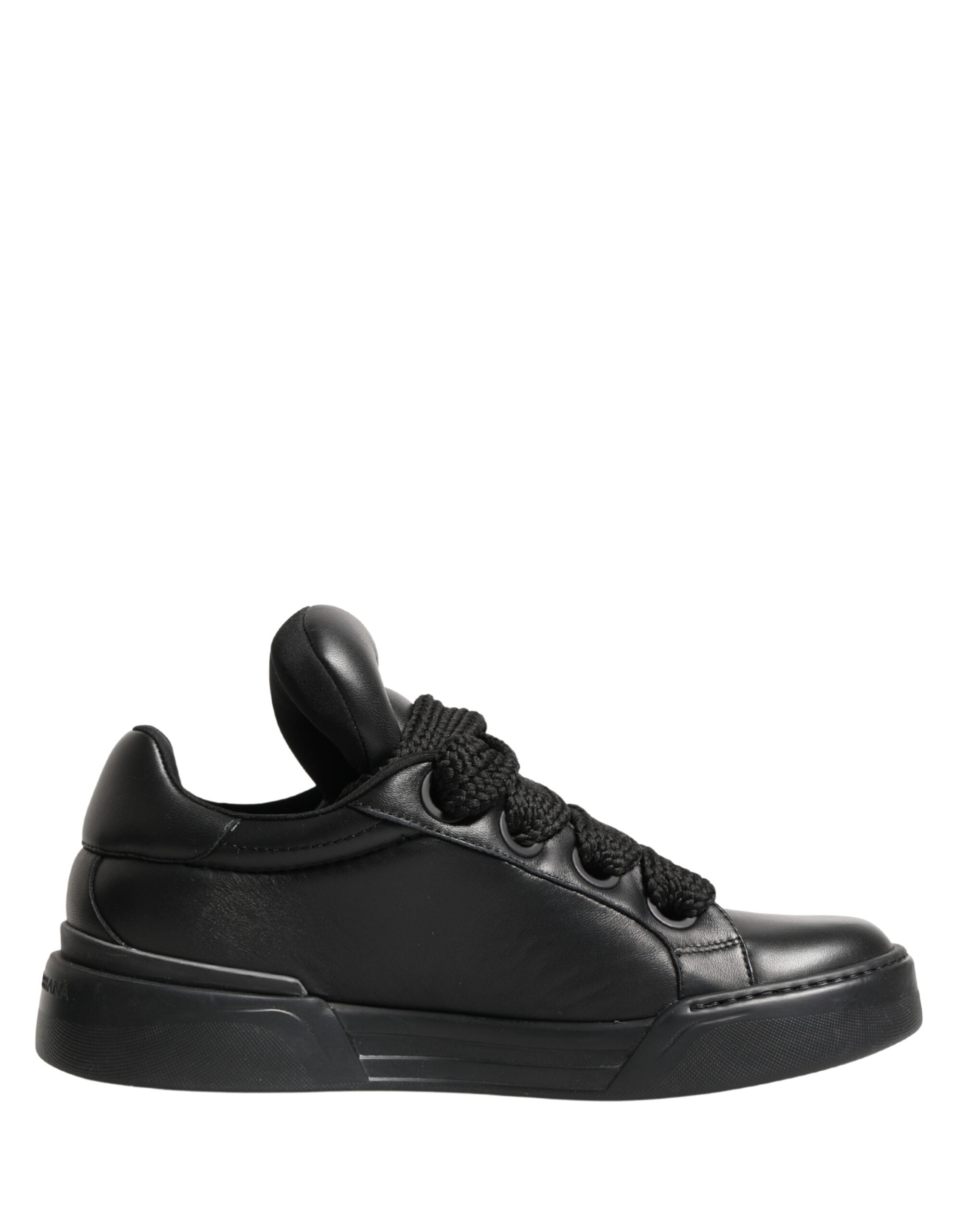 Black Leather Portofino Low Top Sneakers Shoes