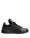 Black Leather Portofino Low Top Sneakers Shoes