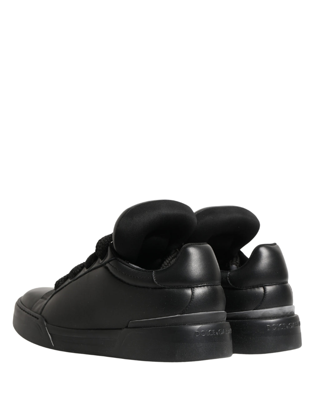 Black Leather Portofino Low Top Sneakers Shoes