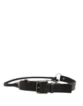 Black Leather Silver Chain Waist Men Belt