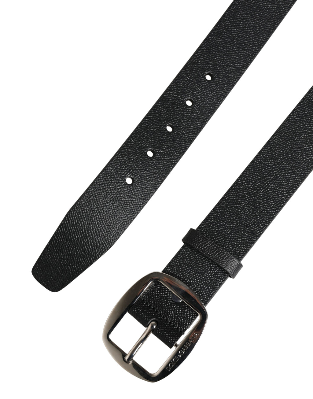 Black Calf Leather Silver Metal Buckle Belt