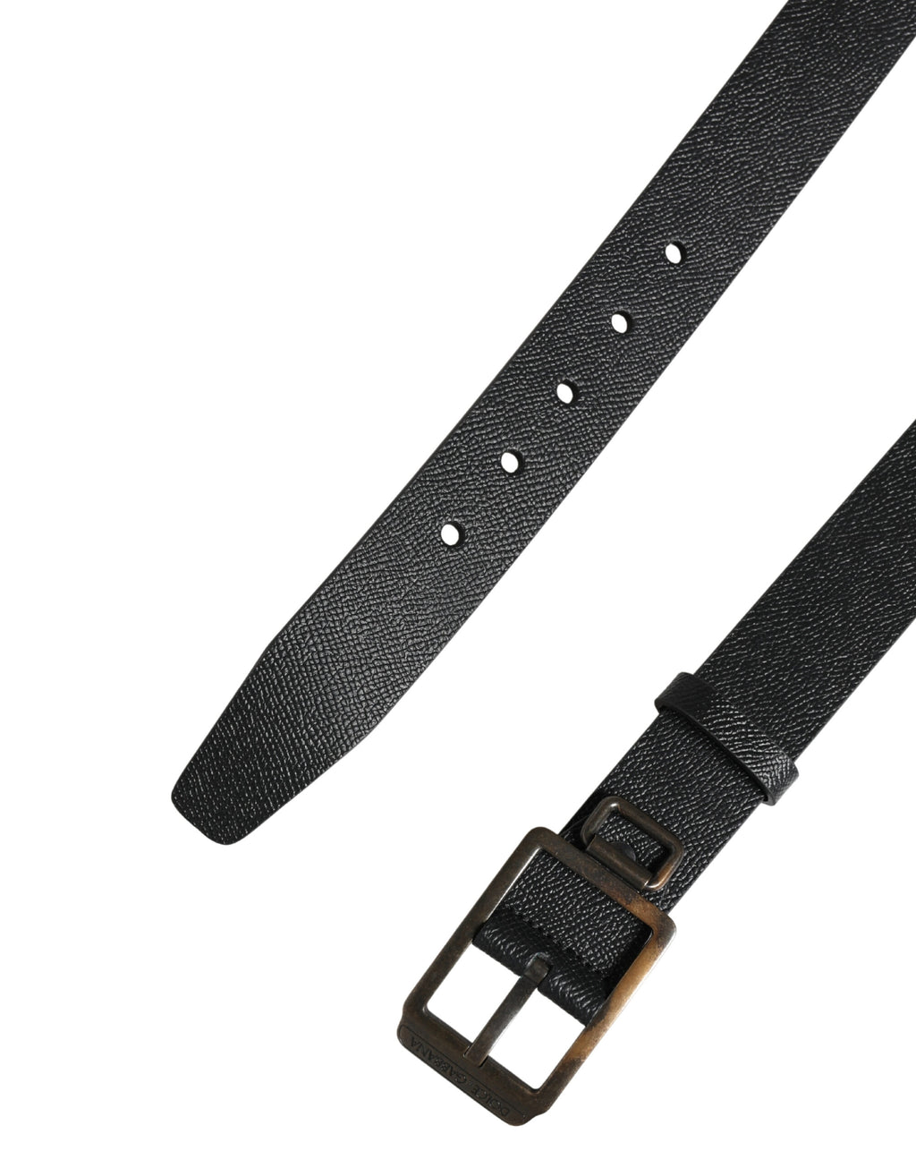 Black Calf Leather Gold Metal Buckle Belt